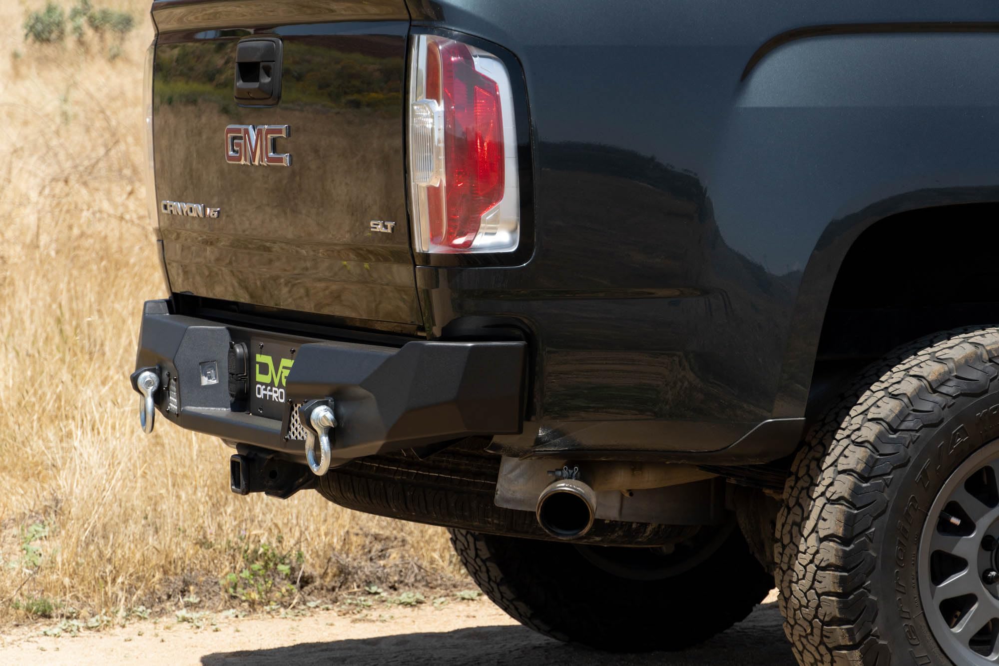 DV8 Offroad Rear MTO Bumper for 2014-2022 Chevy Colorado & 2015-2022 GMC Canyon | High Clearance | Two 3-Inch Light Pod Mounts | Integrated D-Ring Mounts | Fully Bolt-On | Powder Coated Finish
