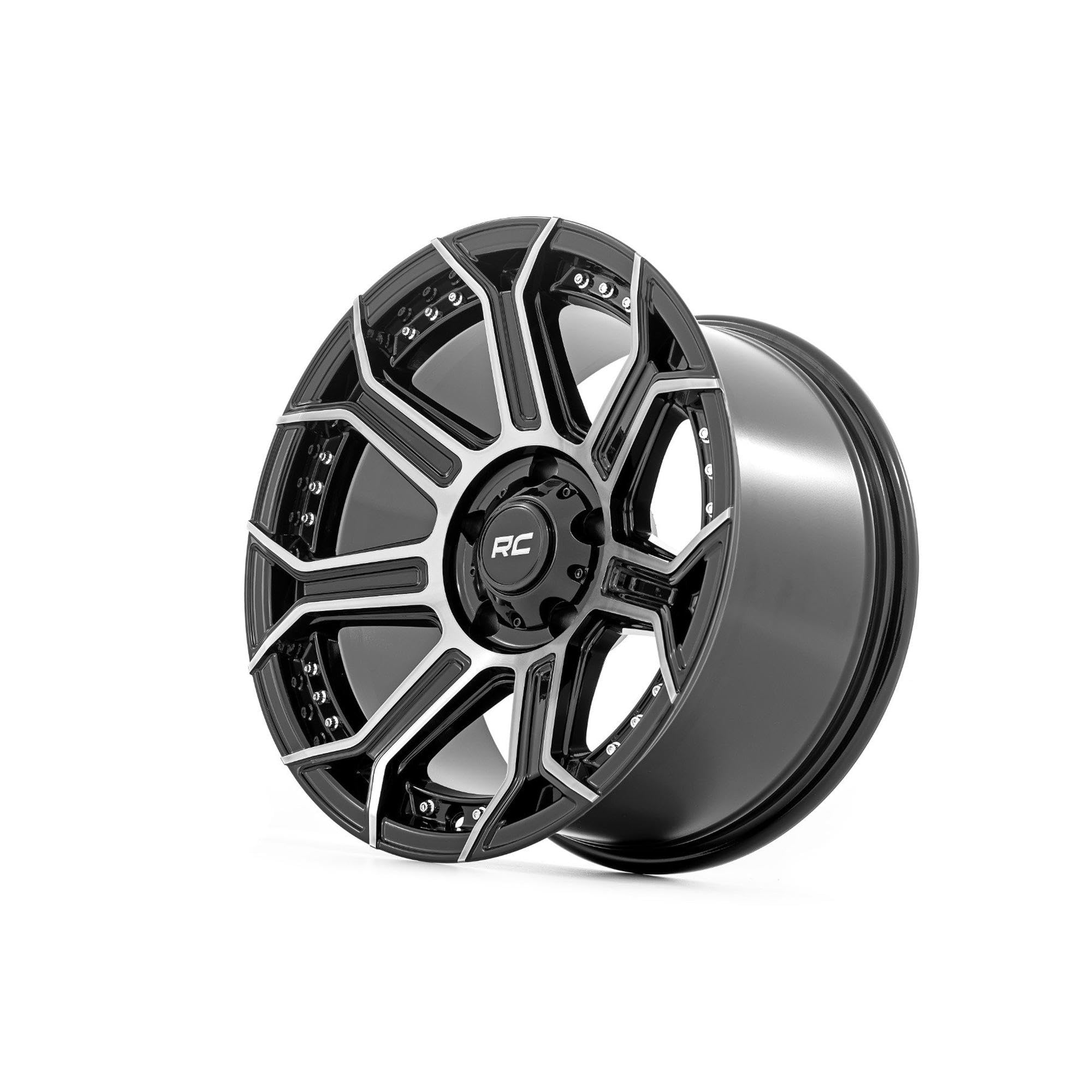 Rough Country One-Piece 89 Series Aluminum Wheel - 17x9, 5x5" Bolt Pattern, 12mm Offset, Black Machined Gun Metal