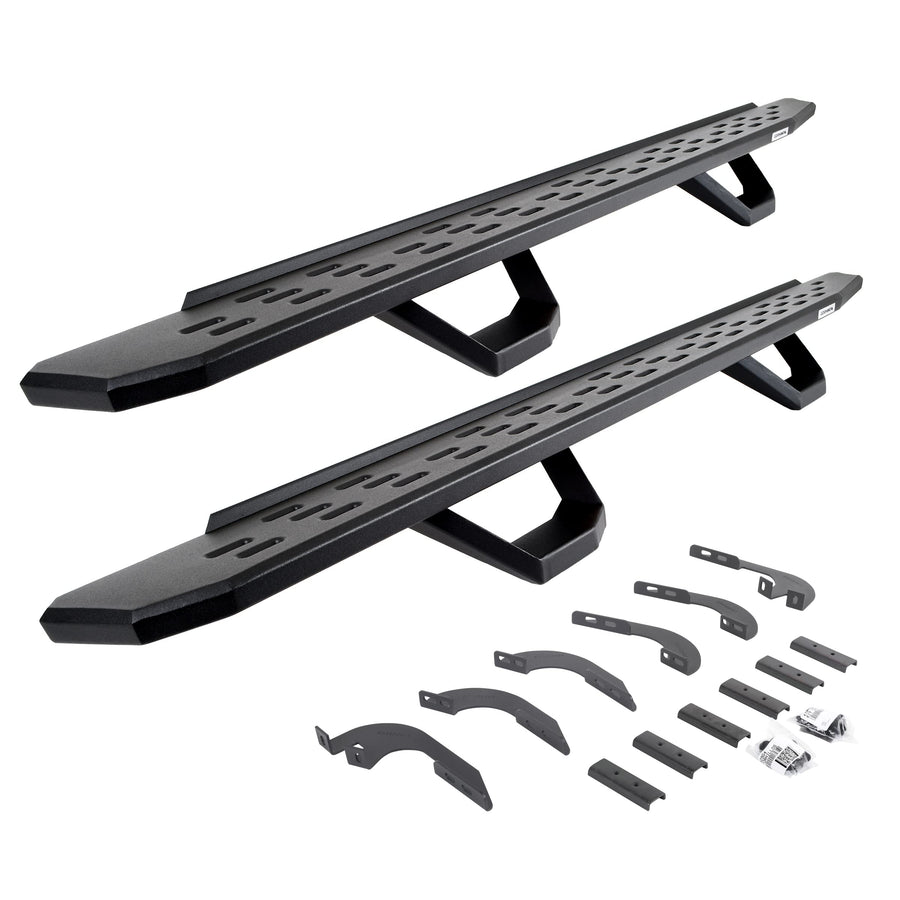 Go Rhino Running Boards RB30, Brackets, & 2 Pair of Drop Steps | Galvanized Steel, Textured Black | 6964298720PC | Fits 2005-2023 Toyota Tacoma Double Cab Pickup