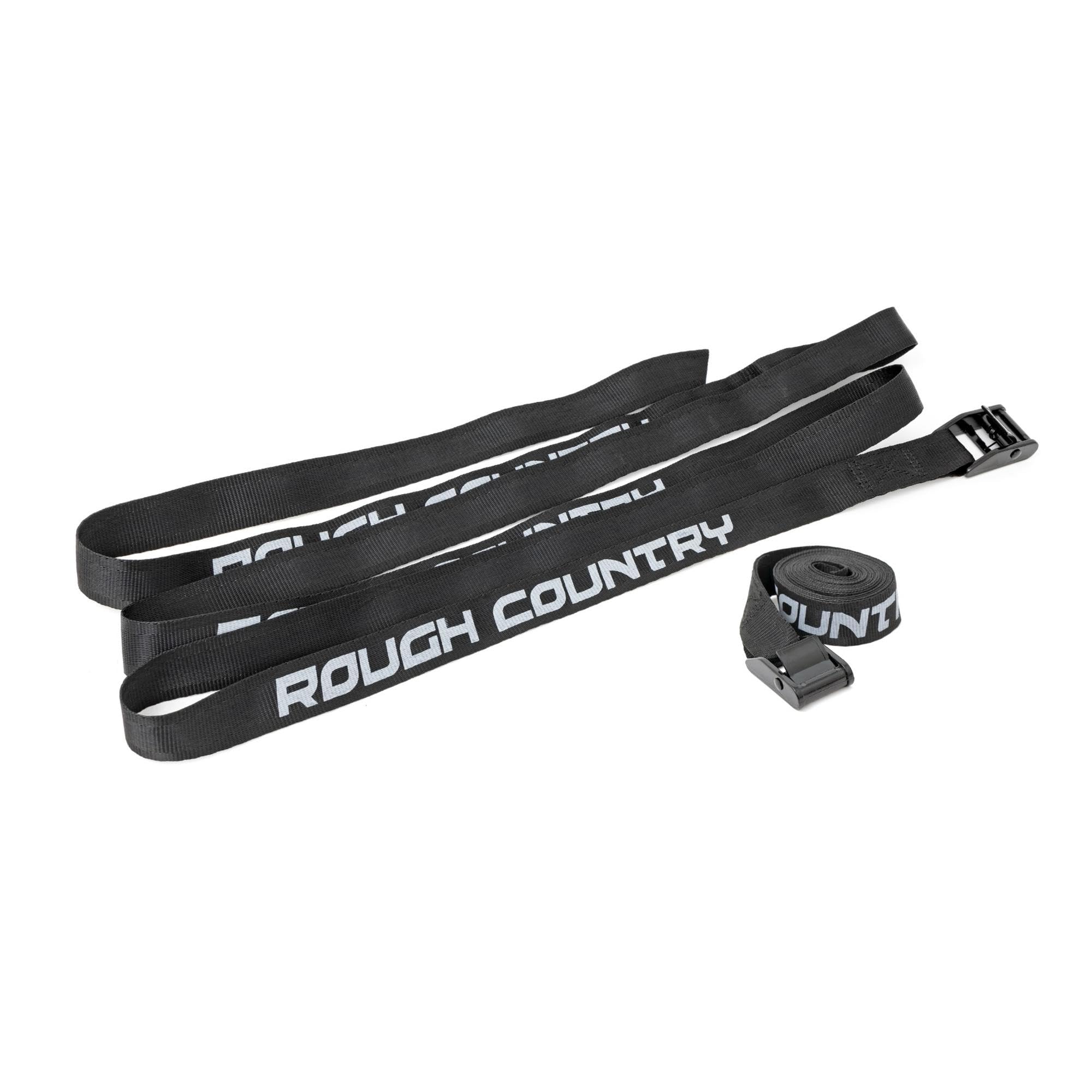 Rough Country 1" x 9 ft Cargo Tie Down Straps with Cam Buckle, Heavy-Duty Tie Downs (Set of 2)