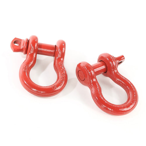 D-Ring Shackle Kit, Rugged Ridge, 3/4 inch, Red, Steel, Pair | 11235.08