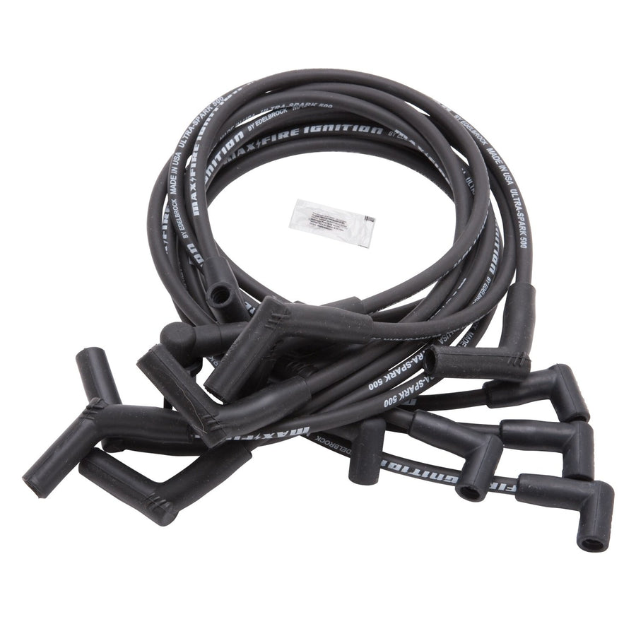 Spark Wire Set Edelbrock 22704 SBF 83-96 500 ohm Resistance Black (Set of 10)