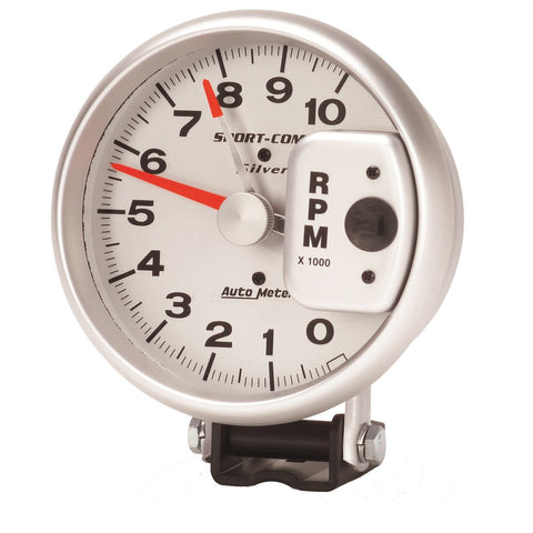 Auto Meter | 5" Silver 3910 - Tachometer - Pedestal Mount - 10,000 RPM