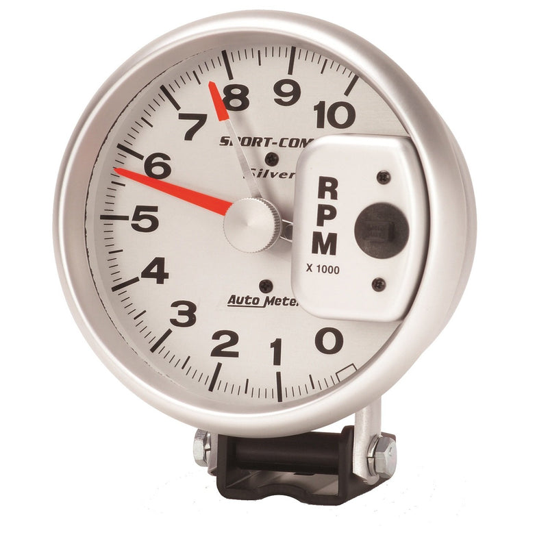 Auto Meter | 5" Silver 3910 - Tachometer - Pedestal Mount - 10,000 RPM
