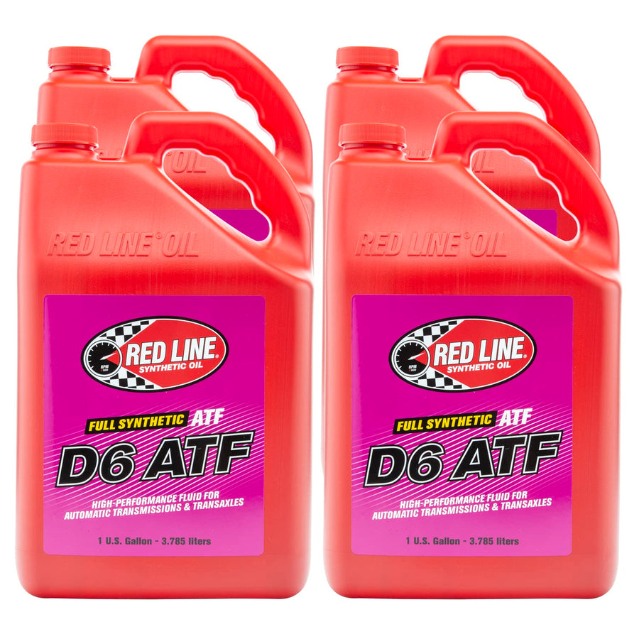 Full Synthetic Red Line 30705 D6 Automatic Transmission Fluid (ATF) - 1 Gallon (4 Pack)