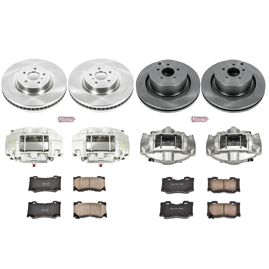 Power Stop Autospeciality KCOE5823 Replacement Front and Rear Caliper Kit- OE Rotors, Ceramic Brake Pads, Calipers For FX50, M, M37, M56, Q50, Q60, Q70, Q70L, [Model Specific]