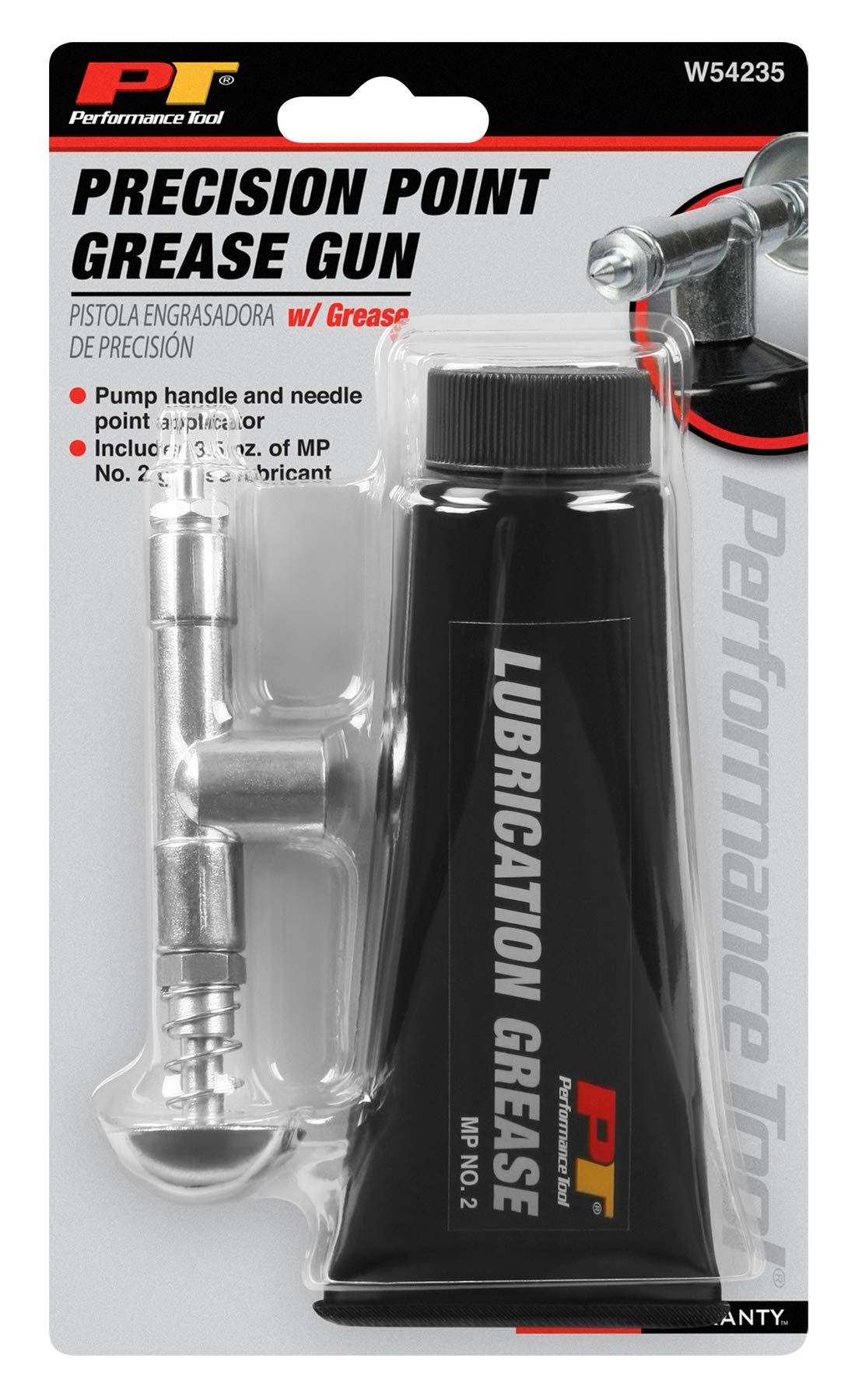 Precision Point Grease Gun Performance Tool W54235 with Grease for Maintenance Work in Garages and Workshops, Black, 3.5 oz