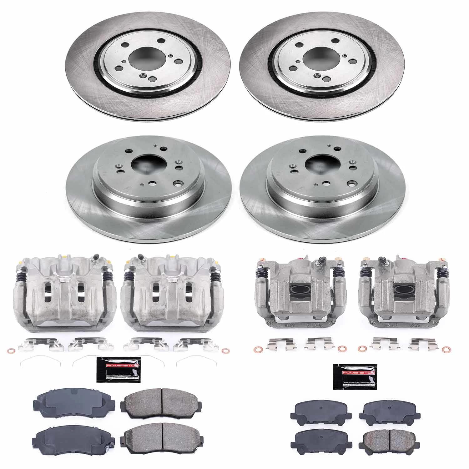 Power Stop KCOE6958 Front & Rear Autospecialty Caliper Brake Kit- Brake Rotors, Ceramic Brake Pads and Brake Calipers For Honda Odyssey 2015-2017 [Model Specific]