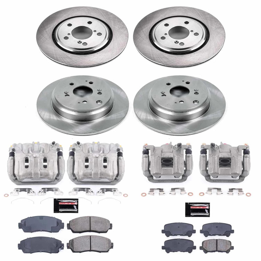 Power Stop KCOE6958 Front & Rear Autospecialty Caliper Brake Kit- Brake Rotors, Ceramic Brake Pads and Brake Calipers For Honda Odyssey 2015-2017 [Model Specific]