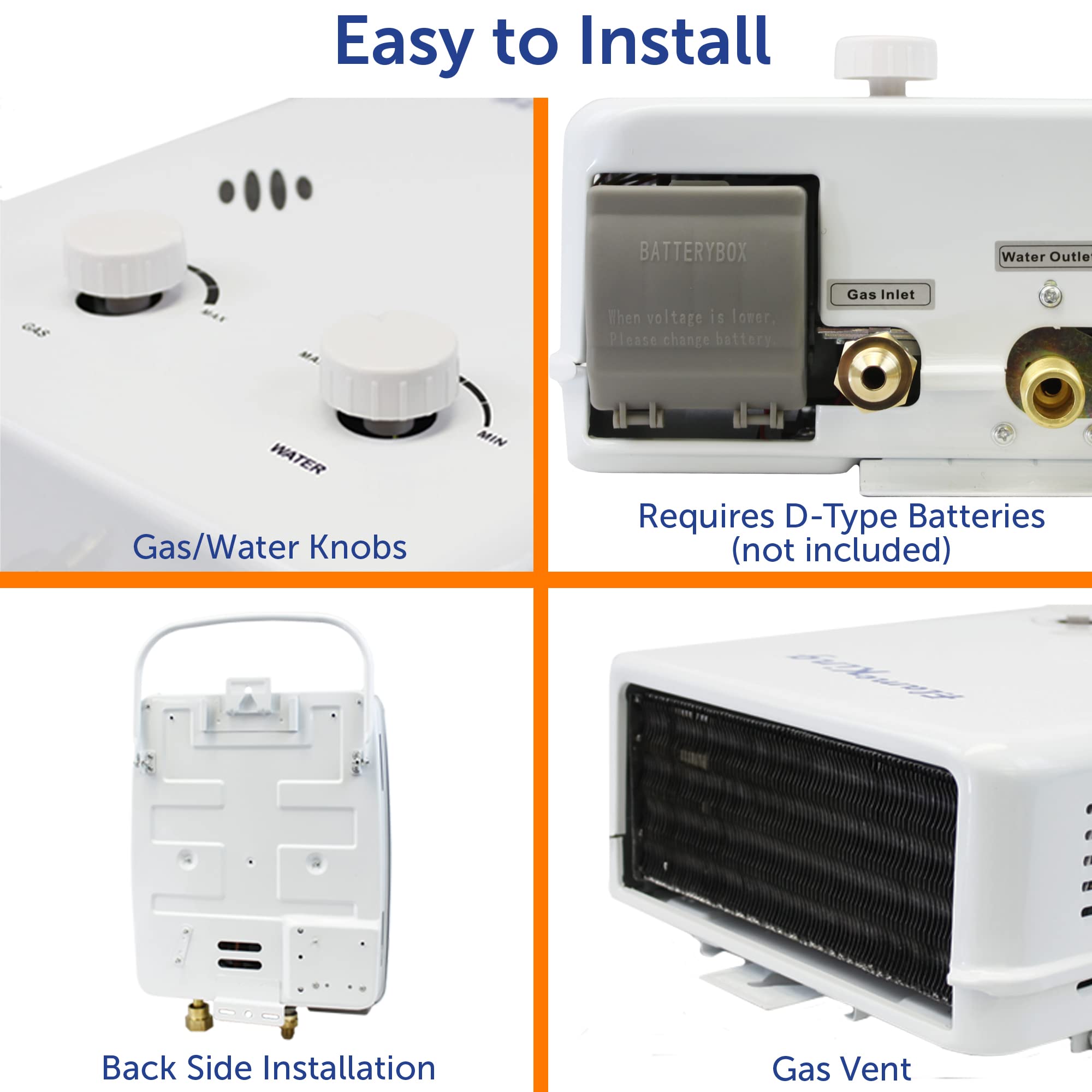 Flame King Portable Tankless Water Heater YSNAZ132 Propane Gas 5L 1.32GPM at 34,000 BTU, Outdoor Instant Hot Water Shower for RV, Camping, Farm, Cabins