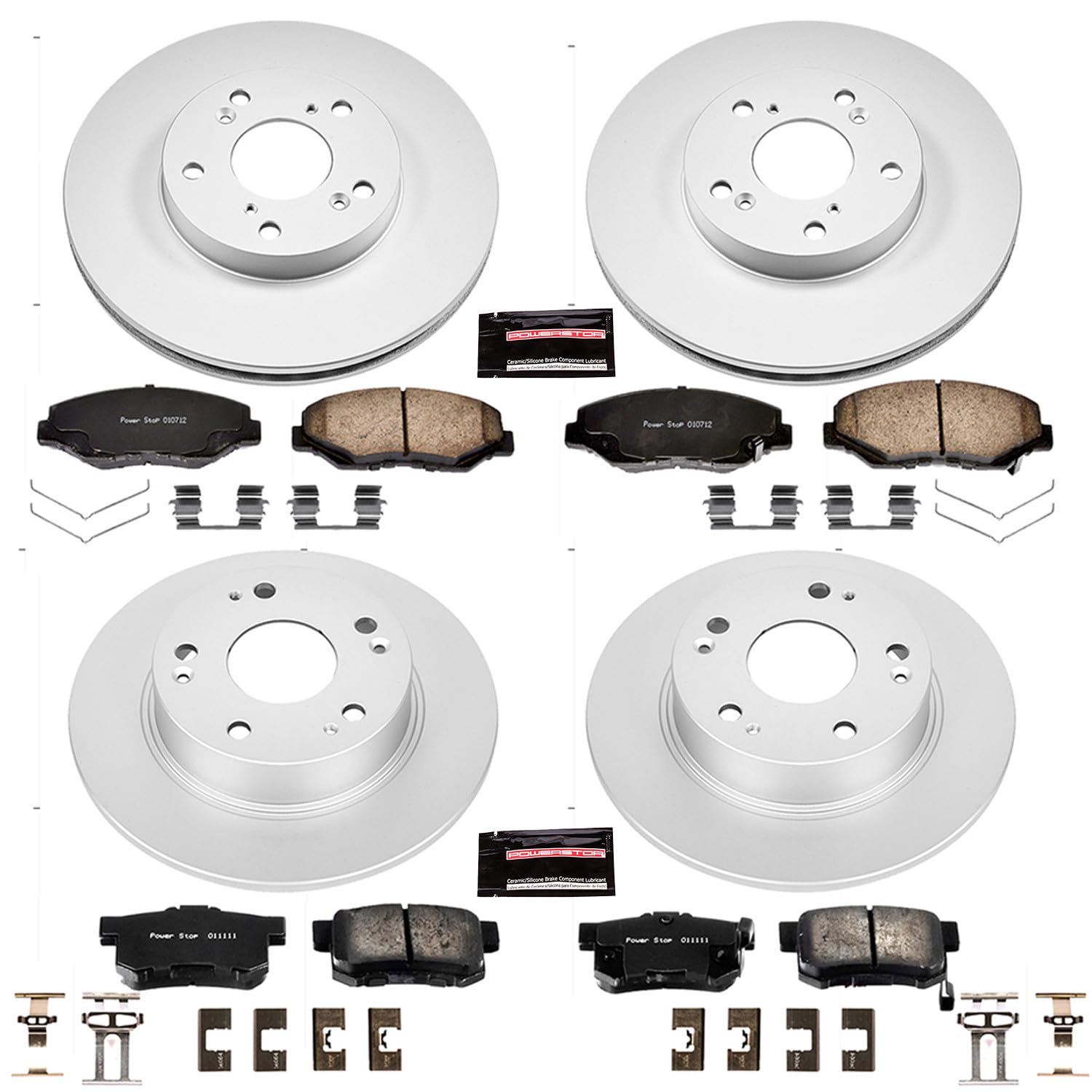 Power Stop CRK1047 Brake Rotor & Coated Ceramic Brake Pads- front & rear For Honda Accord 2003-2007 [Model Specific]
