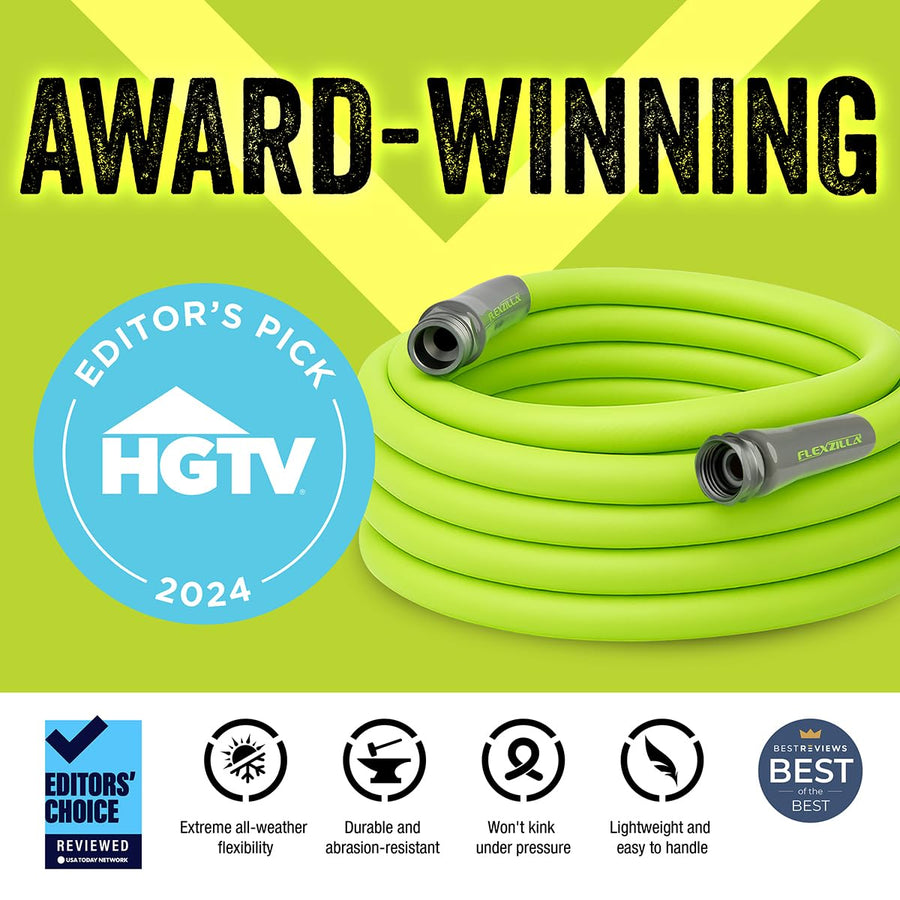 Garden Hose Flexzilla 5/8 in. x 50 ft., Lightweight All-Weather Water Hose, Durable and Flexible, Leak-Free Connections