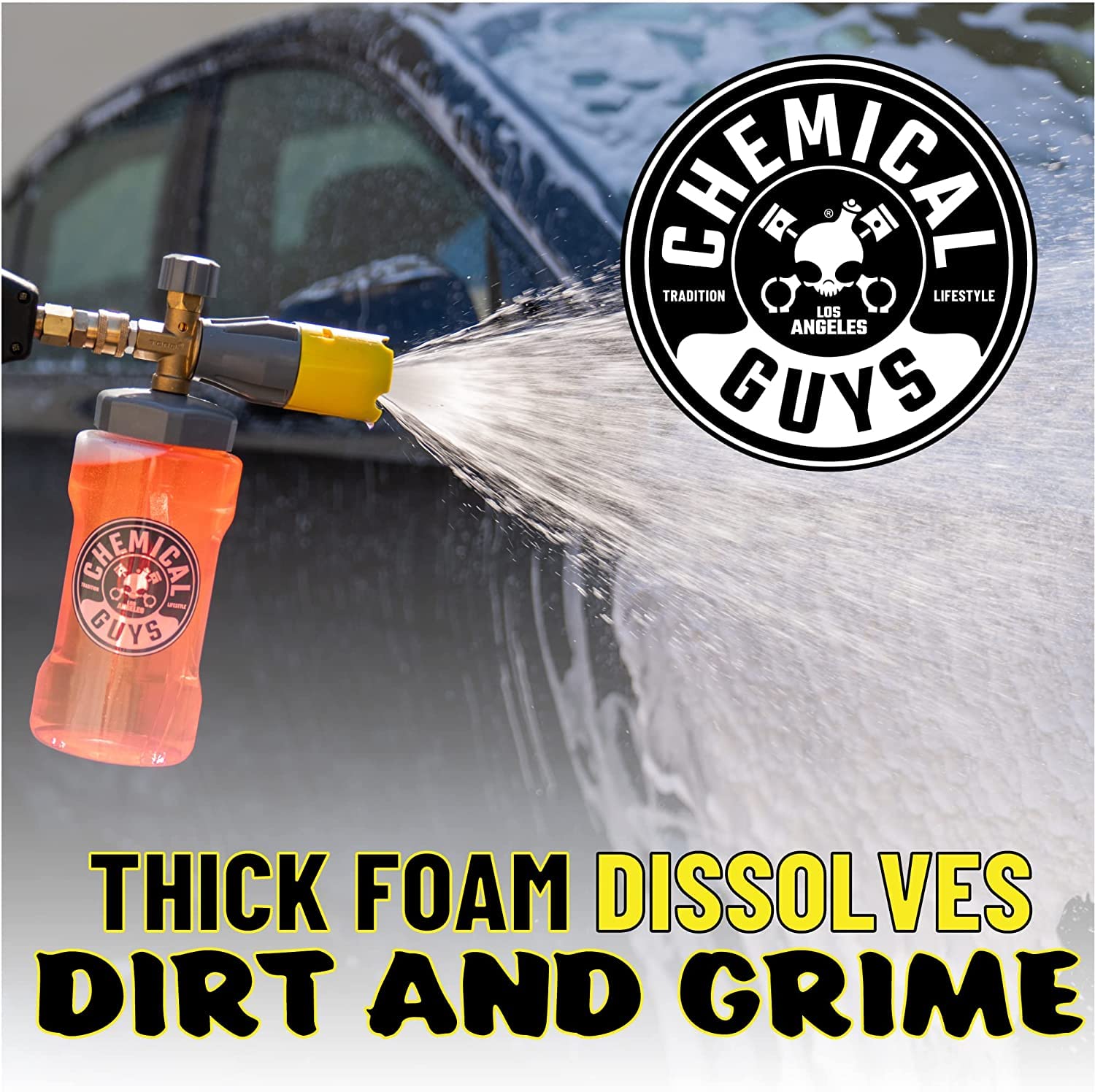Chemical Guys Max Release Big Mouth Foam Cannon - Foam Cannon for Pressure Washer for Car Wash, Home Cleaning, and Boat Wash with 34 oz Bottle