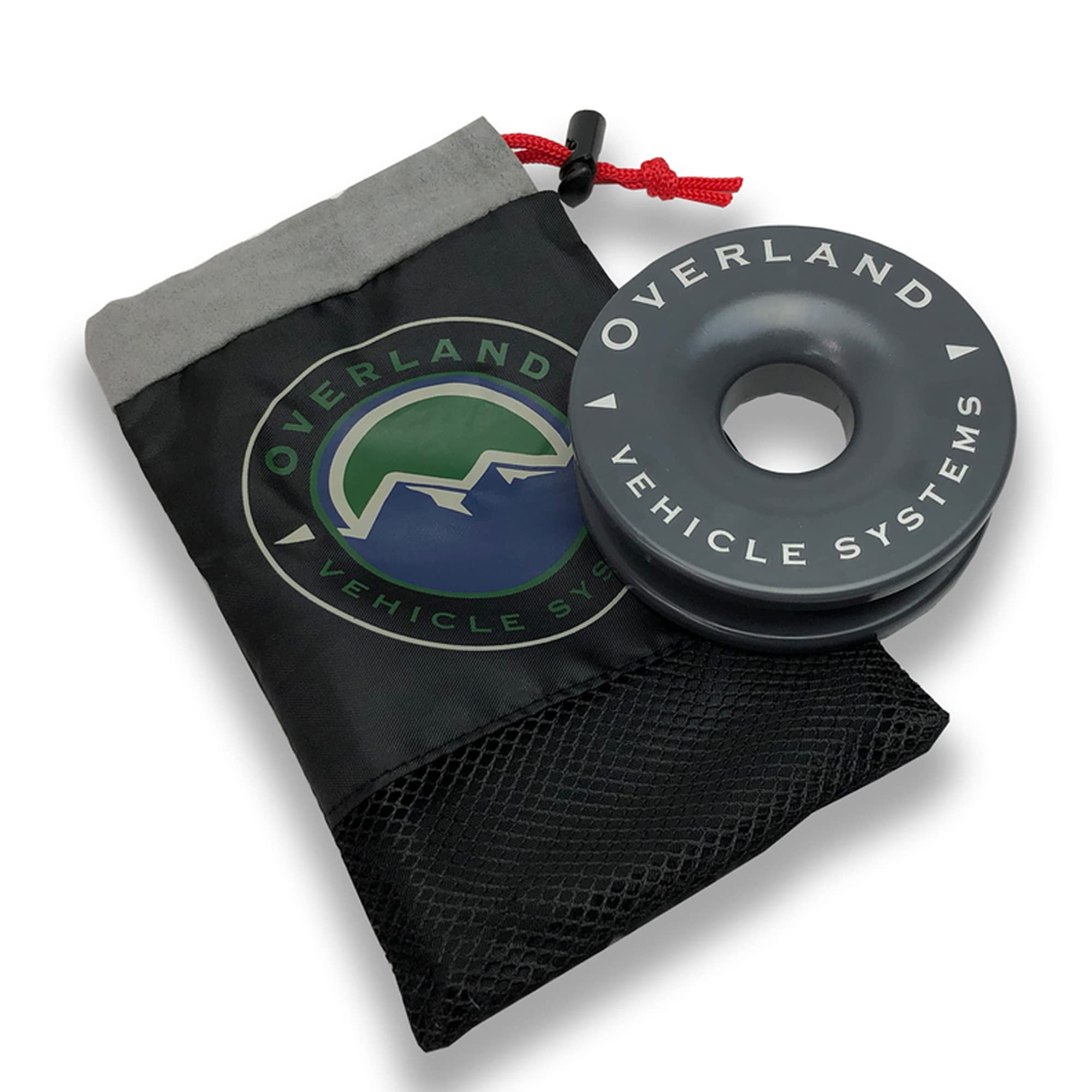 Recovery Ring Overland Vehicle Systems 4.00" 41,000 lb. Gray With Storage Bag - T6 6061 Aircraft Grade Aluminum - For Use for Truck, SUV, ATV and UTV