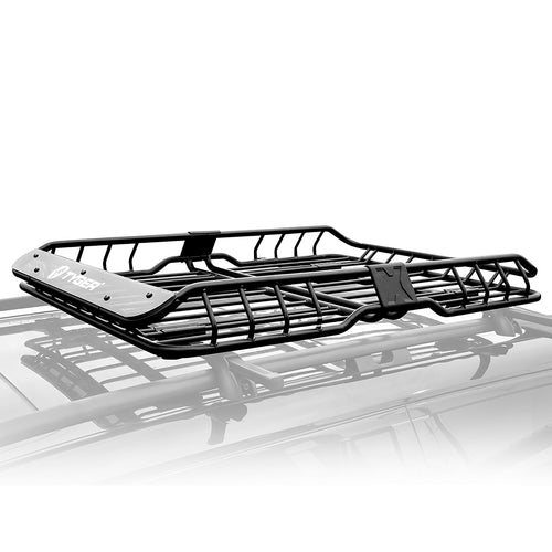 Tyger Auto Heavy Duty TG-RK1B942B Roof Mounted Cargo Basket Rack | L57.5 x W42 x H6 | Roof Top Luggage Carrier | with Wind Fairing, Black