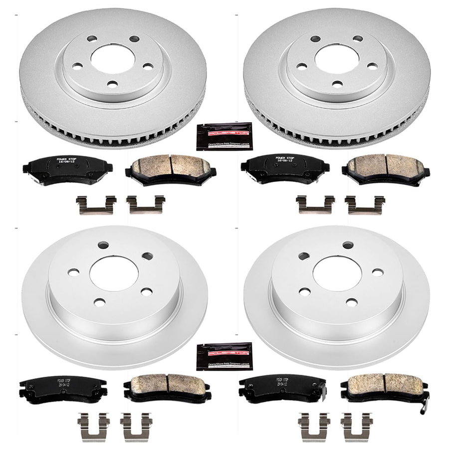 Power Stop Coated Brake Rotor & Ceramic Brake Pads CRK1544- front & rear For Chevrolet Impala 2000-2005, Chevrolet Monte Carlo 2000-2005, Oldsmobile Intrigue 1998-1999 [Model Specific]