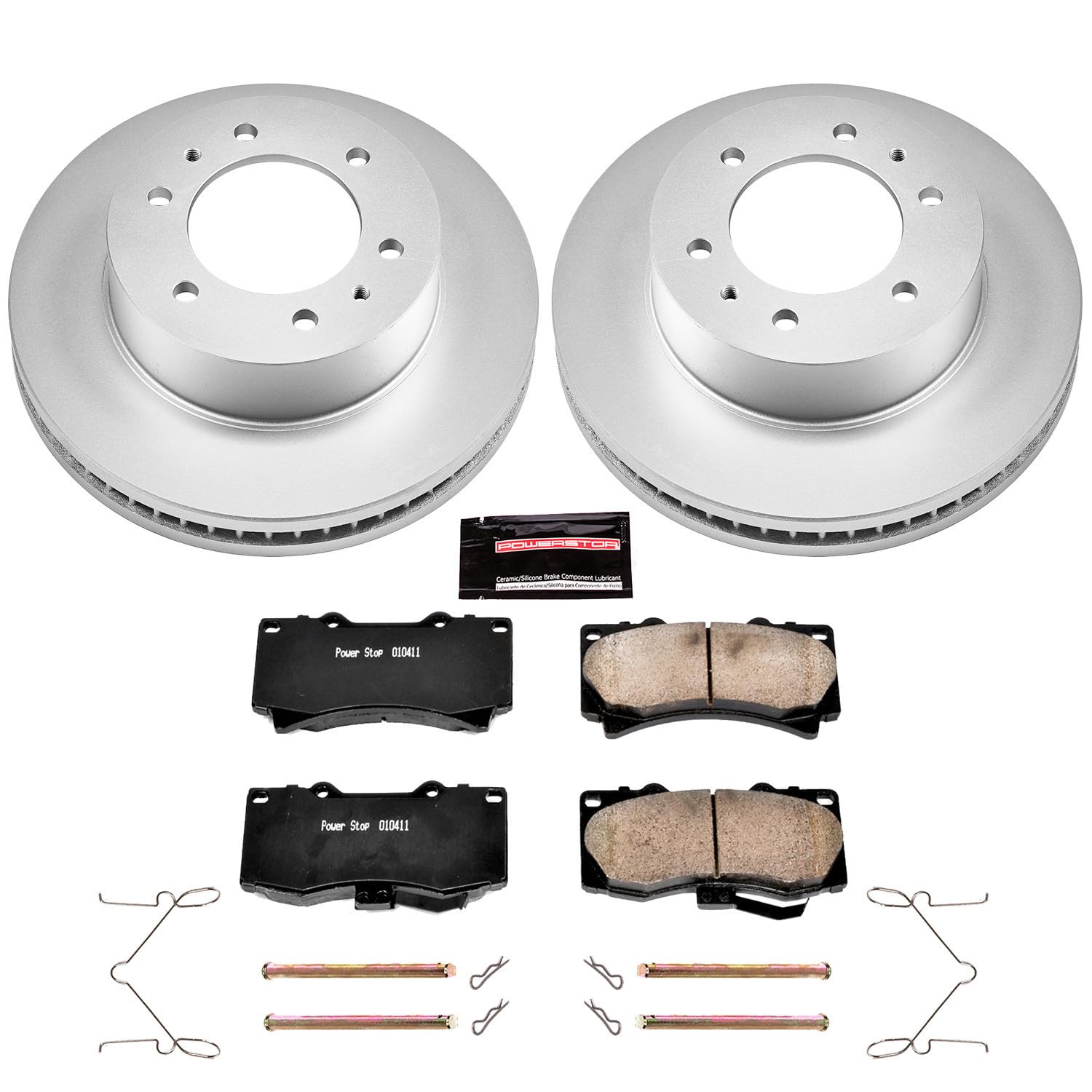 Power Stop CRK3035 Brake Rotor Coated & Ceramic Brake Pads- front For Hummer H3 2006-2010, Hummer H3T 2009-2010 [Model Specific]