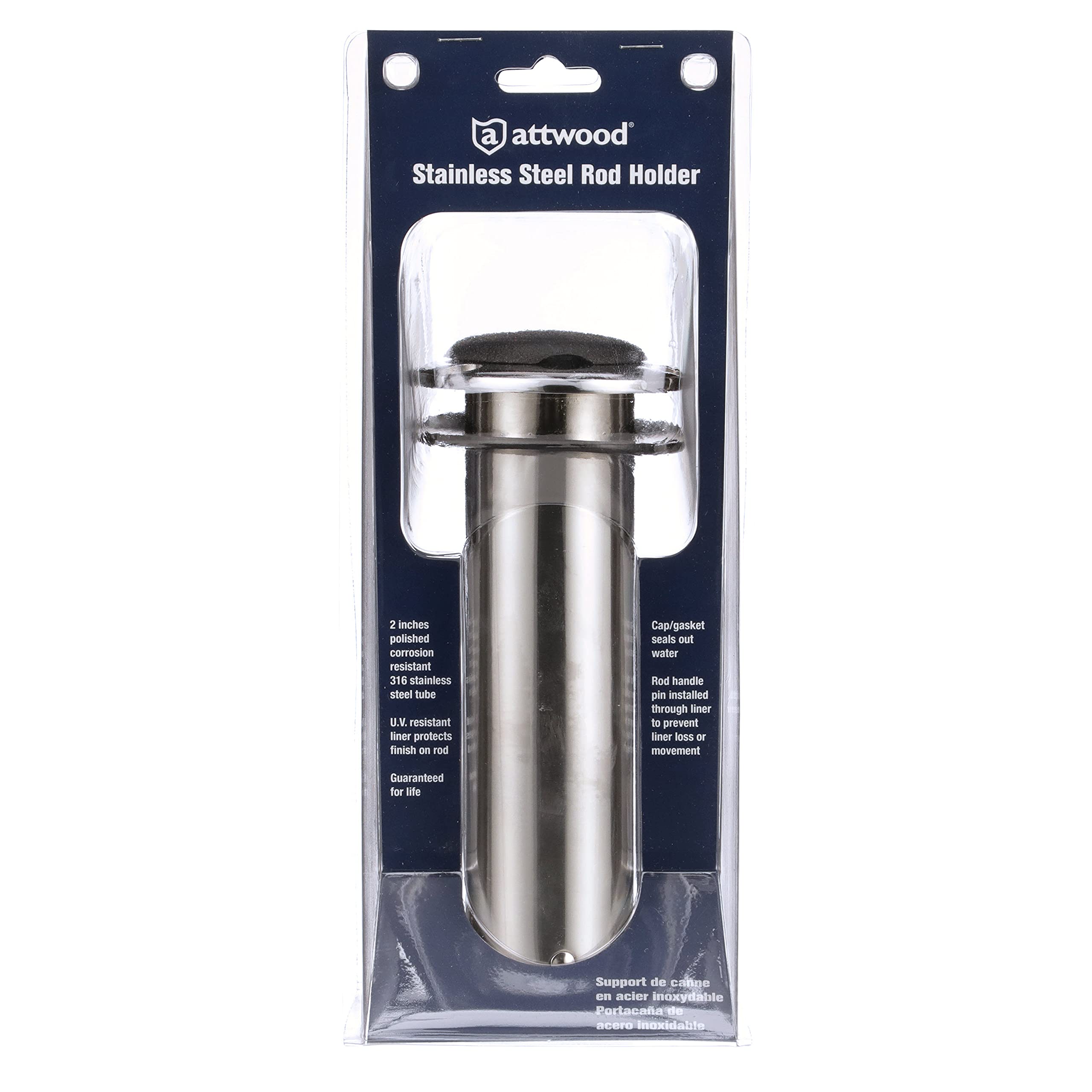 Stainless Steel Attwood 66364-7 Flush Mount 0 Degree Rod Holder (2-Inch)