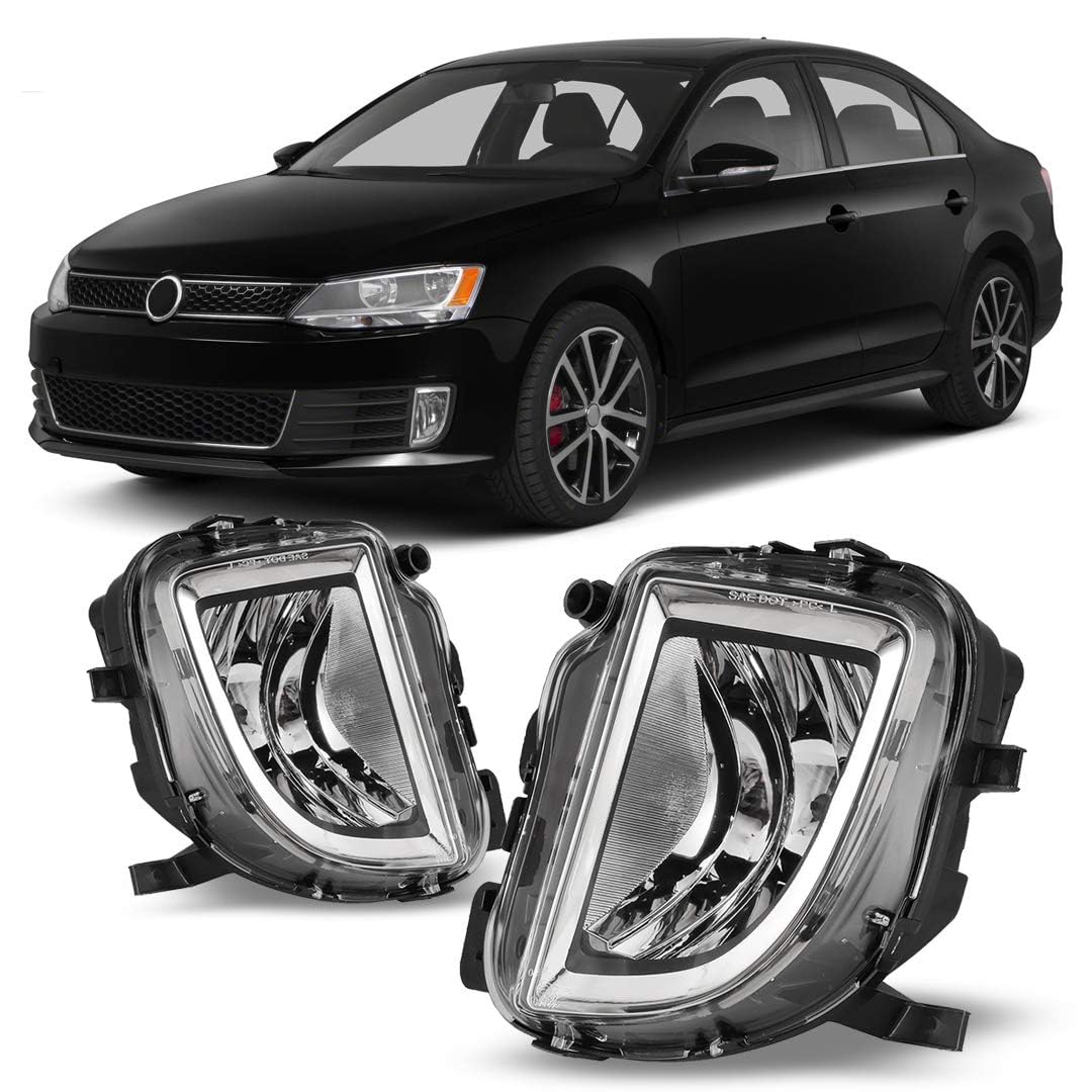 Winjet WJ30-0480-09 Fog Lights Replacement 2010-2014 Volkswagen GTI Mk6 2012-2017 Jetta Sedan OE Fitment Pair Clear