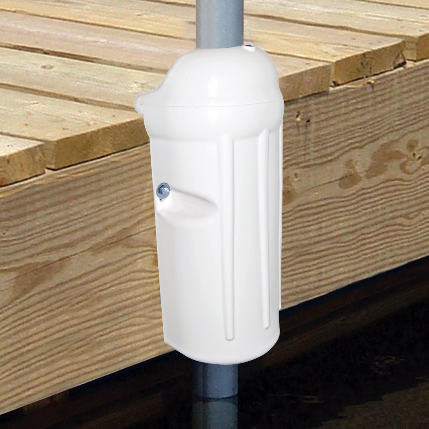 7" x 17" White Dock Post Bumper with Inflation Valve, Taylor Made, Slides Over 1.5" Dock Pipe, Protects Boats, Made in the USA - 2020108507