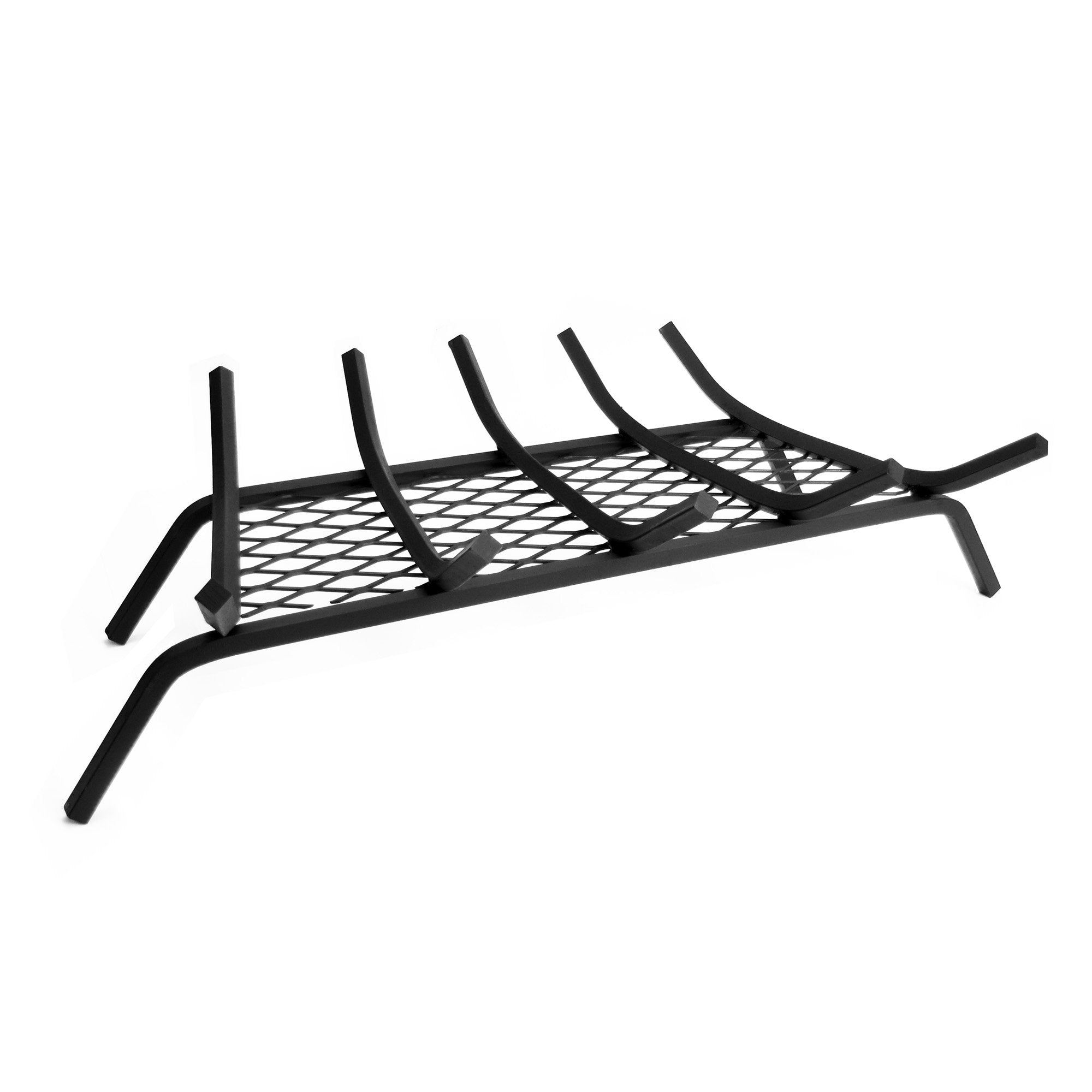 1/2" Solid Steel Pleasant Hearth Fireplace Grates With Ember Retainer, Black, 27-Inch