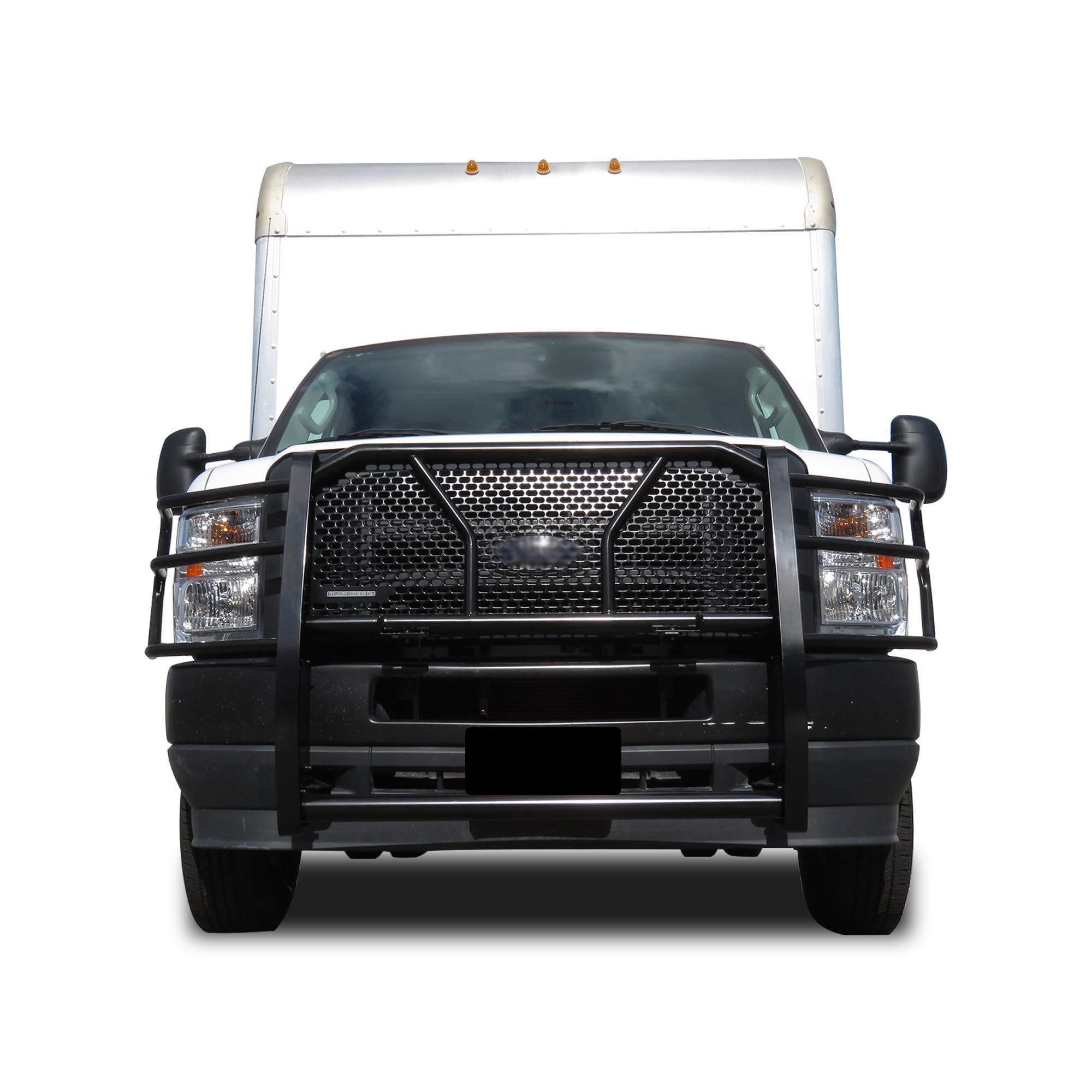 Heavy Duty Black Horse Rugged Grille Guard Modular Black Compatible with 2015-2025 Ford E-350/2015-2025 Ford E-450 -RU-FO350-B