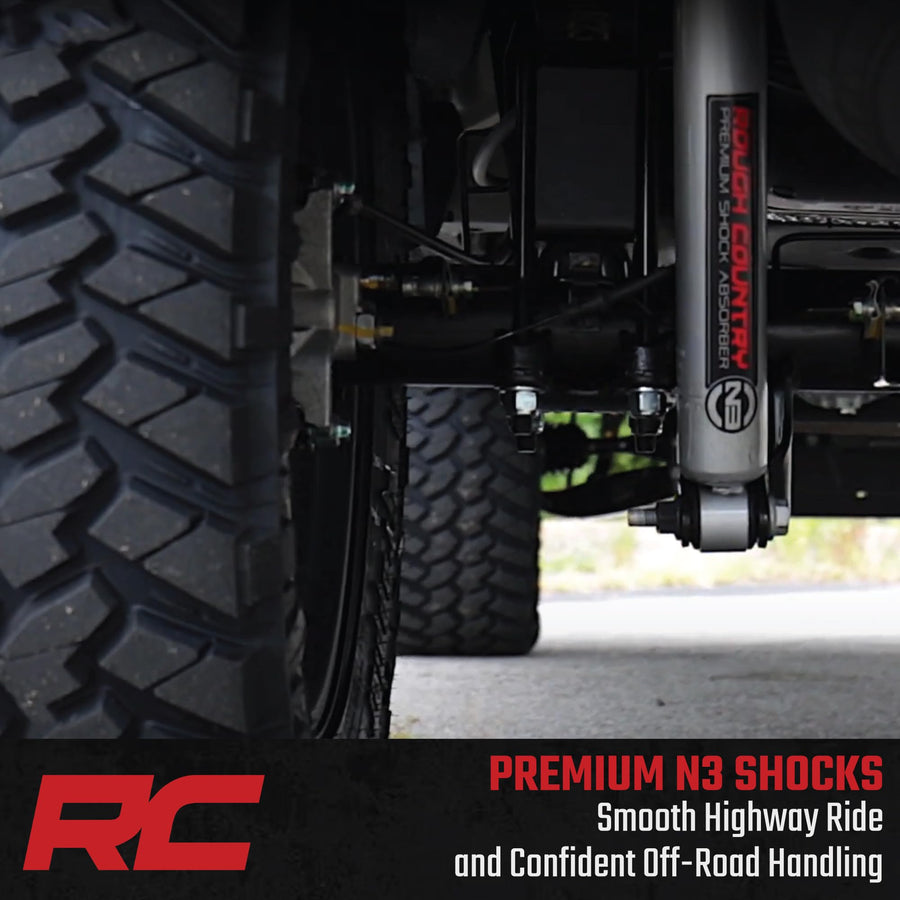 Rough Country N3 Shocks Rear for Jeep Cherokee KL (2014–2022) - Fits 0–2" Lift, Nitrogen-Charged Shock Absorbers for Smoother Ride & Handling