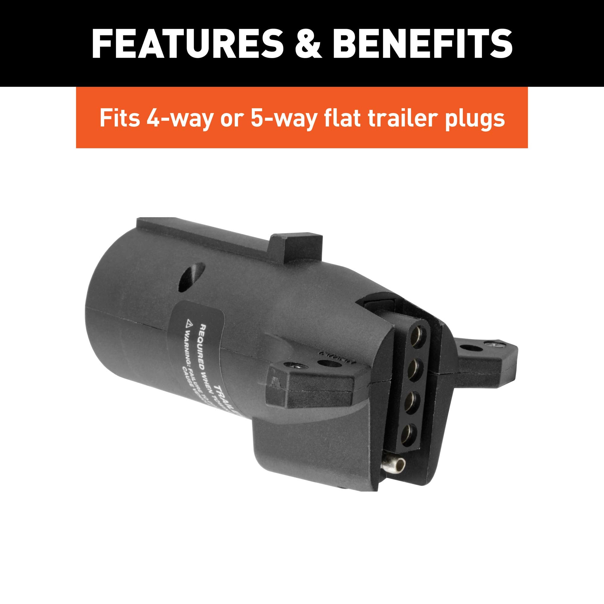 7-Way RV Blade CURT 57004 Vehicle-Side to 4-Way Flat Trailer-Side Trailer Wiring Adapter