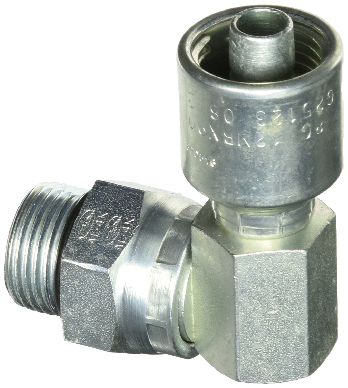 MegaCrimp Gates 8G-12MBX90BL Couplings, Male O-Ring Boss Swivel, 90 Block, Zinc Plated Carbon Steel, 2.52", 1/2" ID