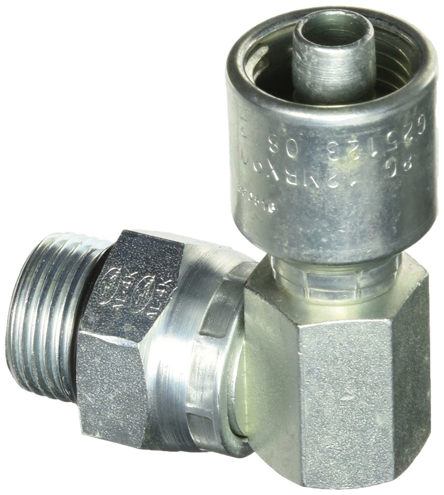 MegaCrimp Gates 8G-12MBX90BL Couplings, Male O-Ring Boss Swivel, 90 Block, Zinc Plated Carbon Steel, 2.52", 1/2" ID