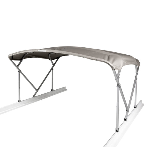 Manual Bimini Top Kit TAYLOR MADE PRODUCTS for Boats – 8'W x 10'L (Beige) – Bimini Top Replacement Kit Includes Frame, Canvas, Storage Boot – Four-Bow Bright Dip Anodized Aluminum Frame – 2020329857