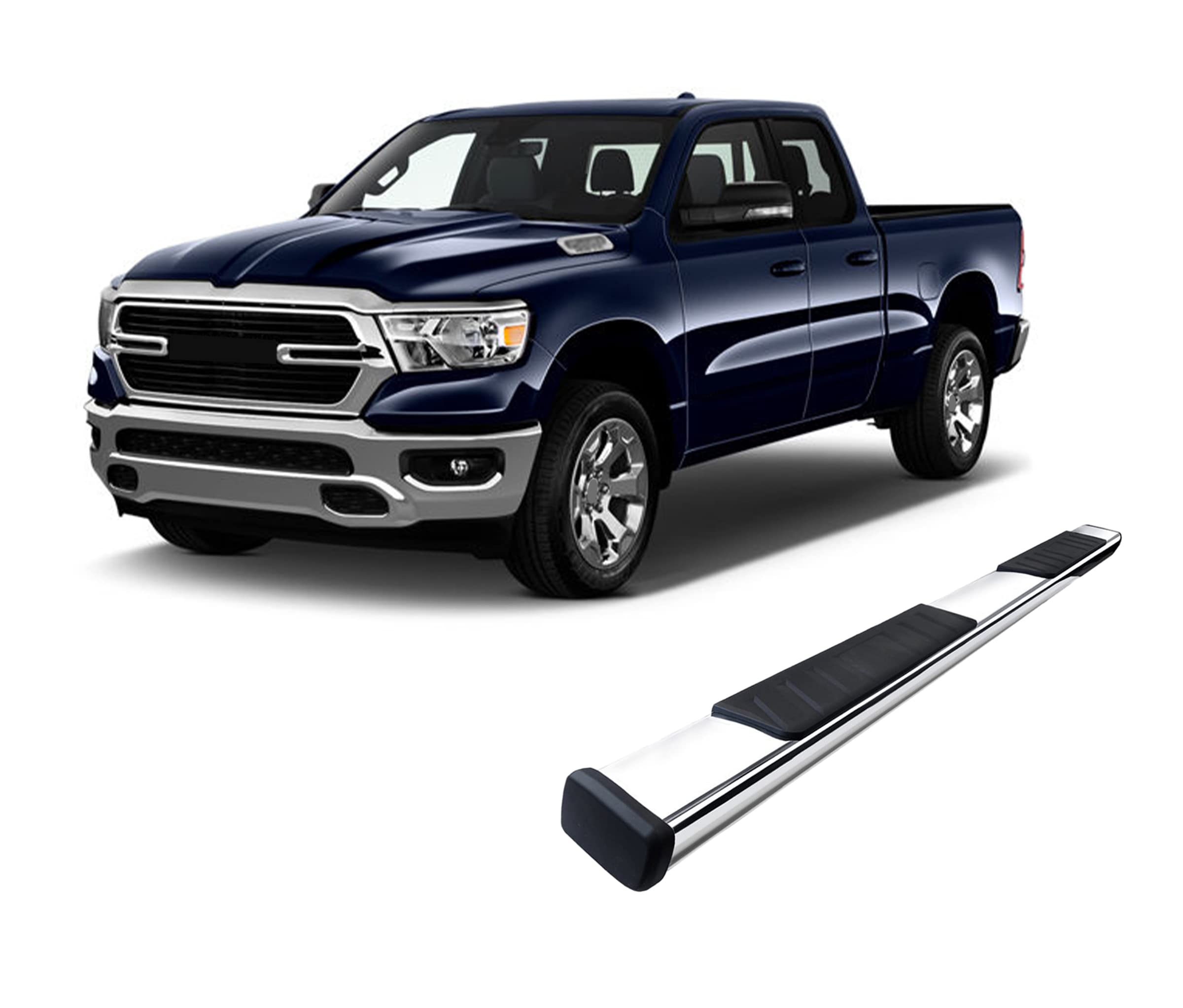 Summit Black Horse Running Boards Stainless Steel Compatible with 2019-2025 Ram 1500 Quad Cab (Excl. 19-25 Ram 1500 Classic)-SU-DO0575SS