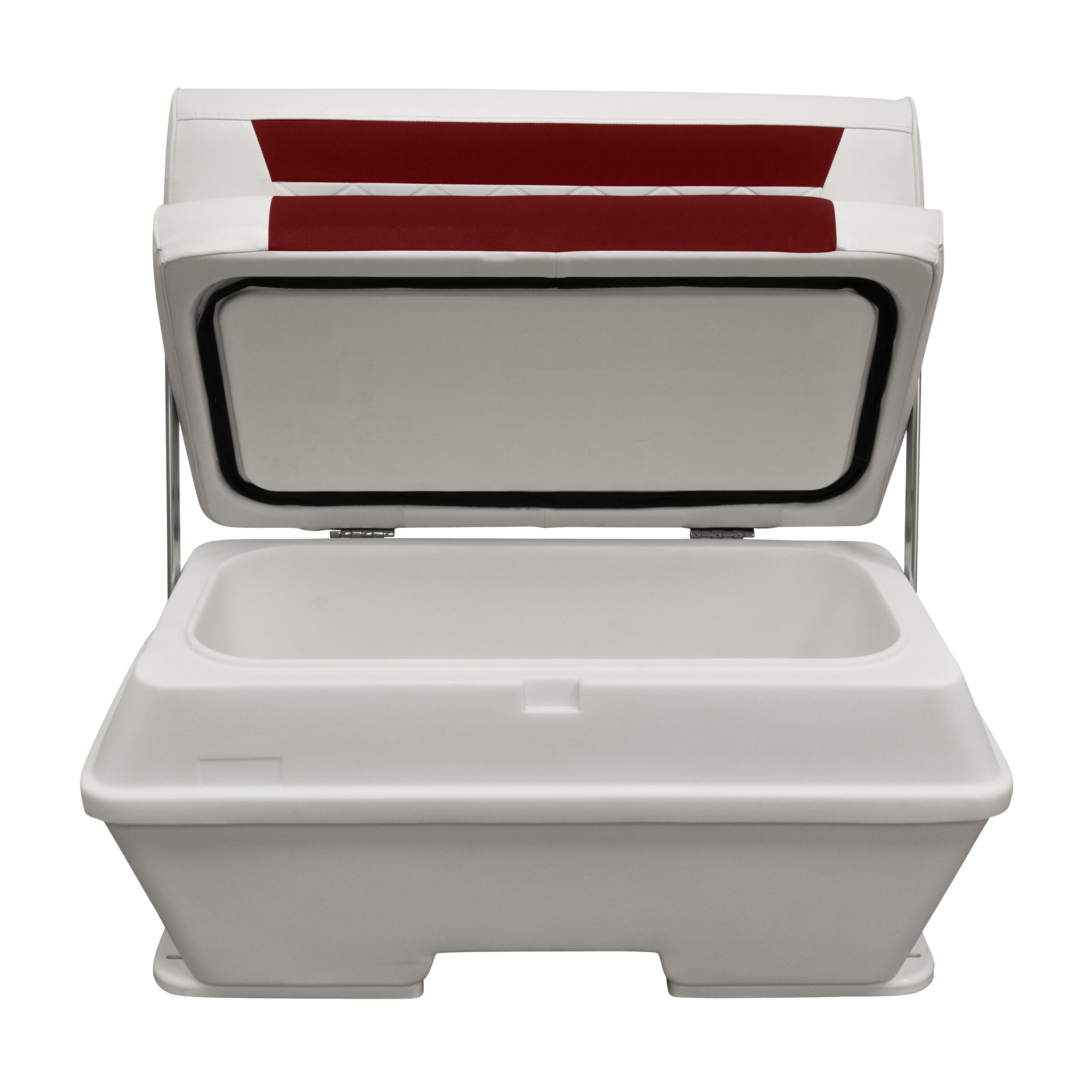DLX156-1906 Wise DLX Pontoon Series 70 Quart Swingback Cooler Seat - White/Crimson Red