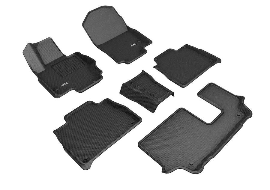 MAXpider 3D All-Weather Floor Mats for Mercedes-Benz GLE-Class 7-Seater 2020-2023 Custom Fit Car Floor Liners, Kagu Series (1st & 2nd Row, Black)