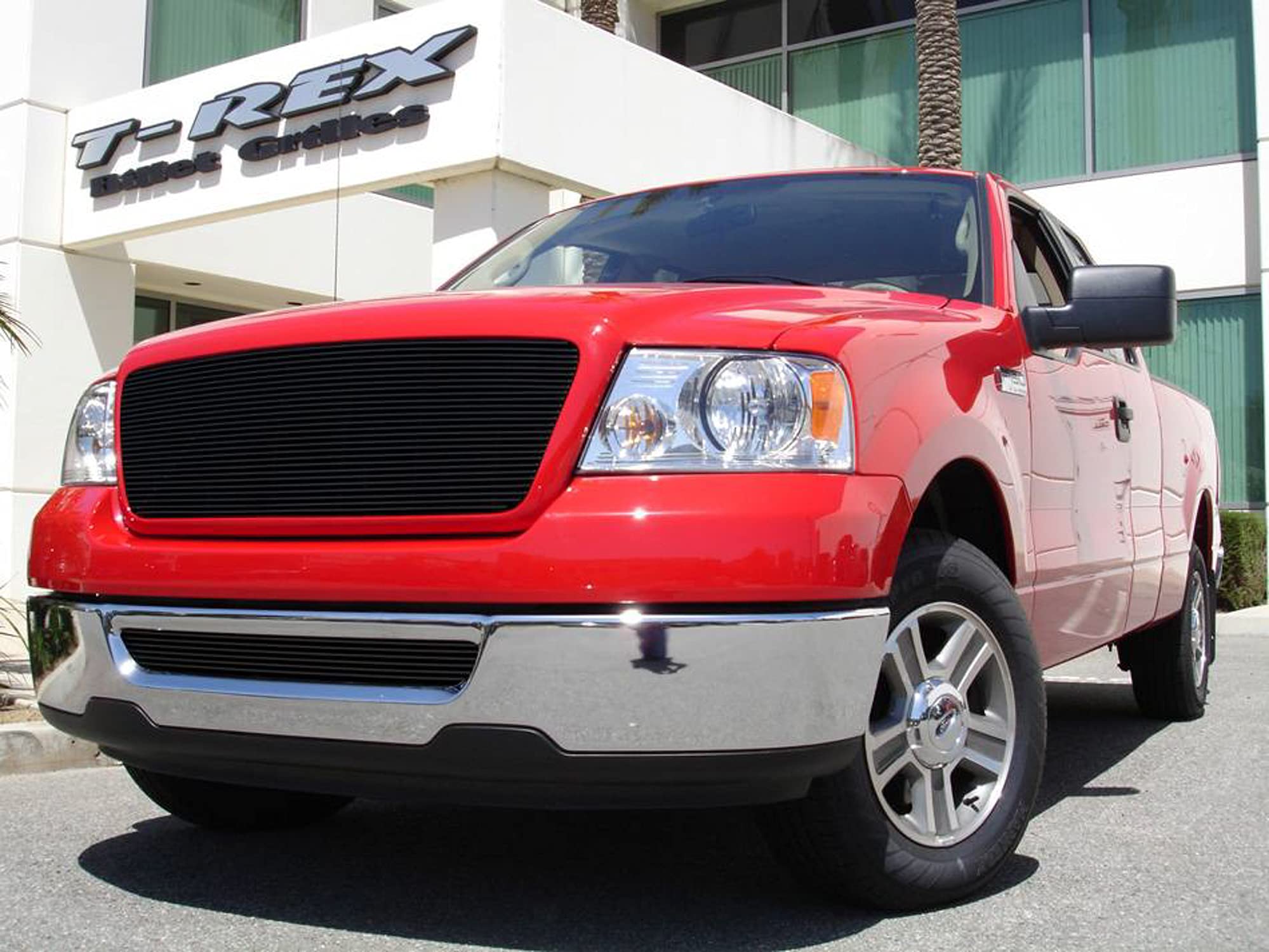 Horizontal T-Rex 21556B Aluminum Black Finish Billet Grille Insert for Ford F150