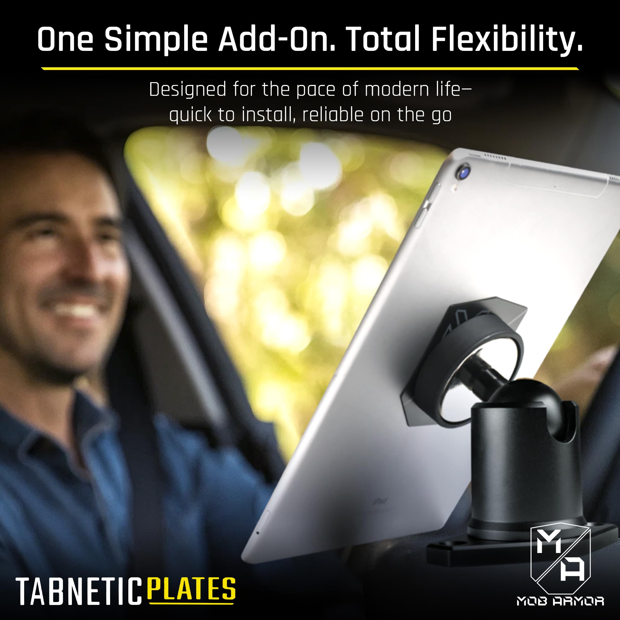 TabNetic Mob Armor Mounting Kit with Adhesive Disc, Durable Metal Plate & High Strength Magnetic Attachment for Universal Tablet Mounting - Ideal for Car, Home, Office, or Custom Installations