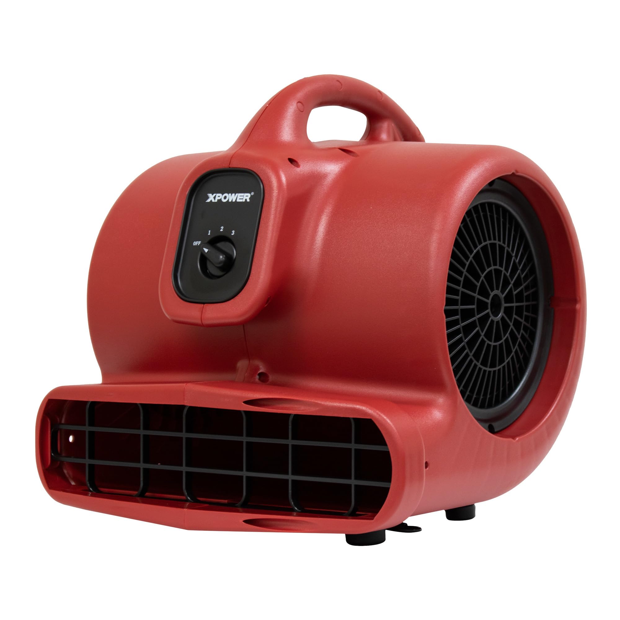 1/3 HP XPOWER 3 Speed Air Mover w/GFCI Power Outlets, Fan Type Carpet Blowers, Fan Diameter 8.25 in, Air Delivery 2400 cfm, Model# X-600A-Red