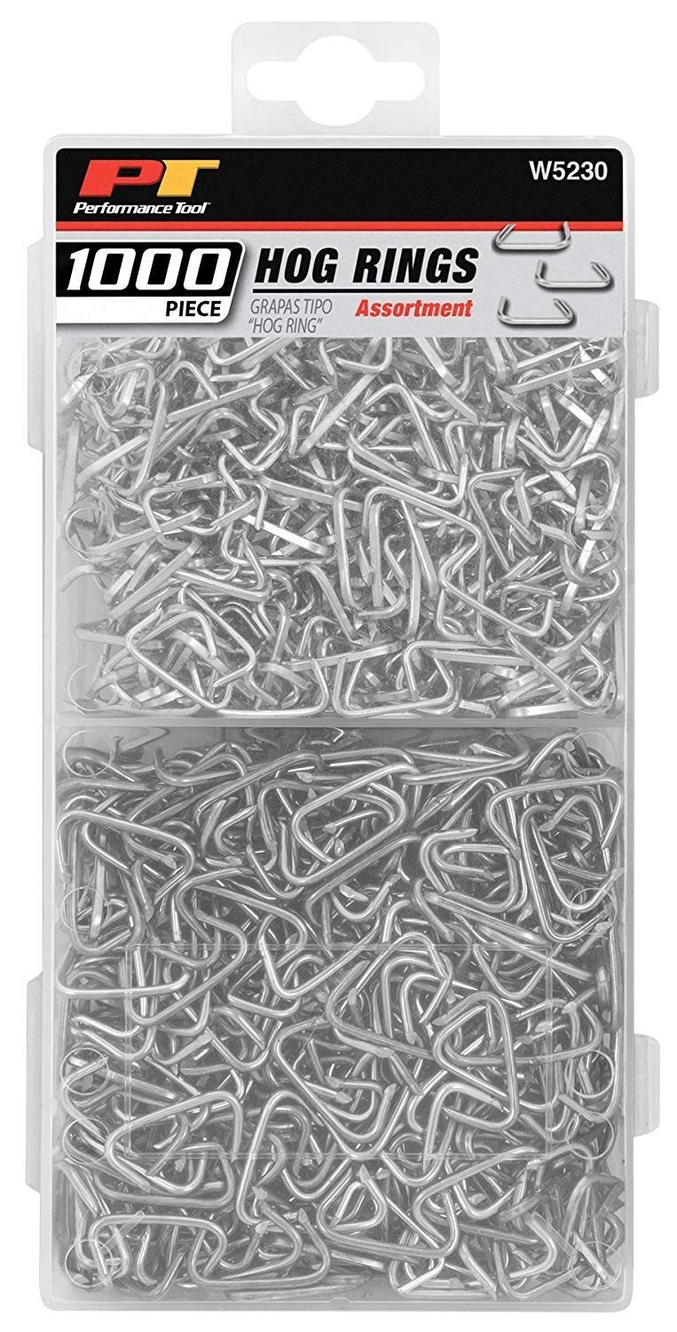 W5230 Performance Tool 1,000pc Steel Hog Ring for: Upholstery, fencing, craft, rope, bungee cords, bag closures, crab pots, furniture and much more