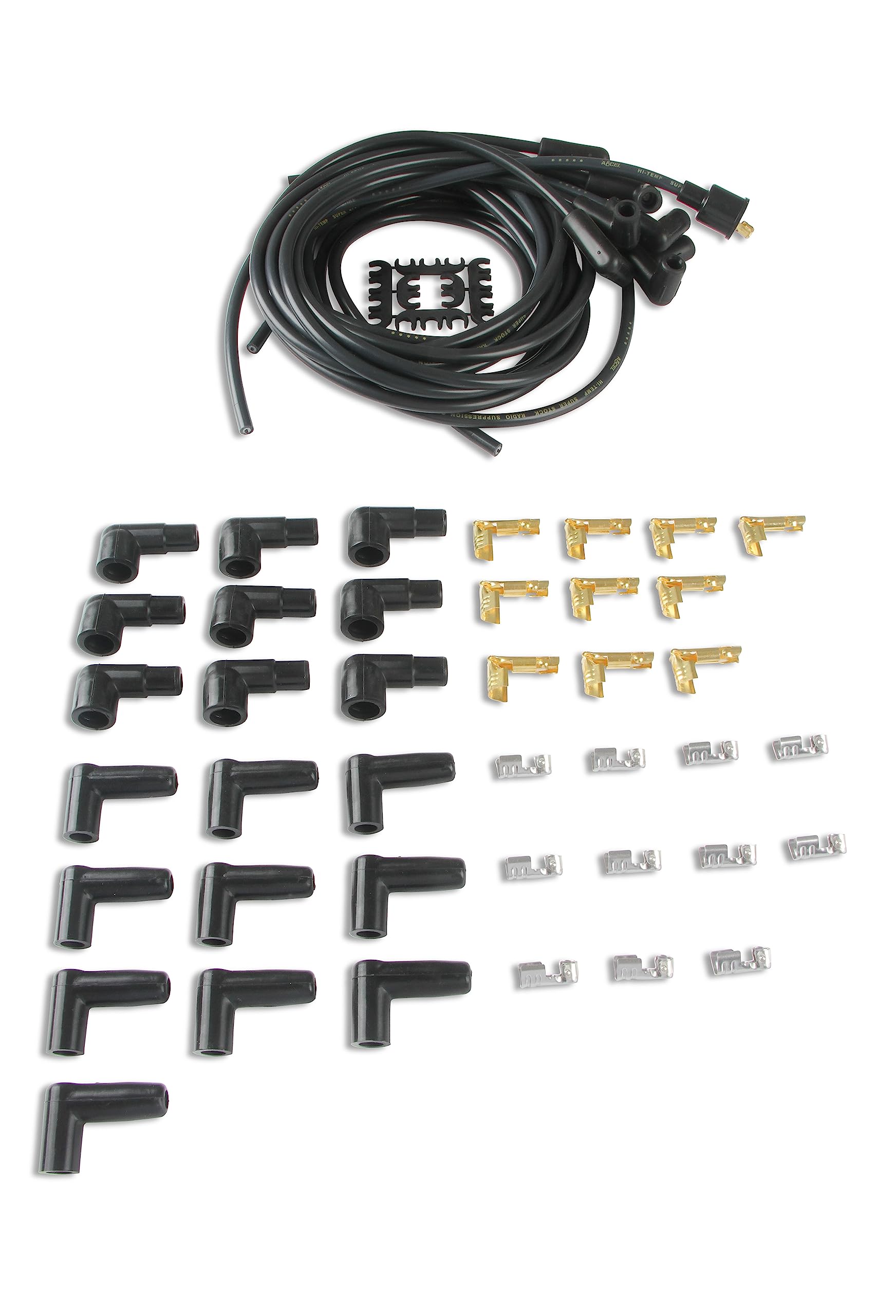 Spark Plug Wire Set- ACCEL 4041K - 8mm Black Wire with Black 90 Degree Boots