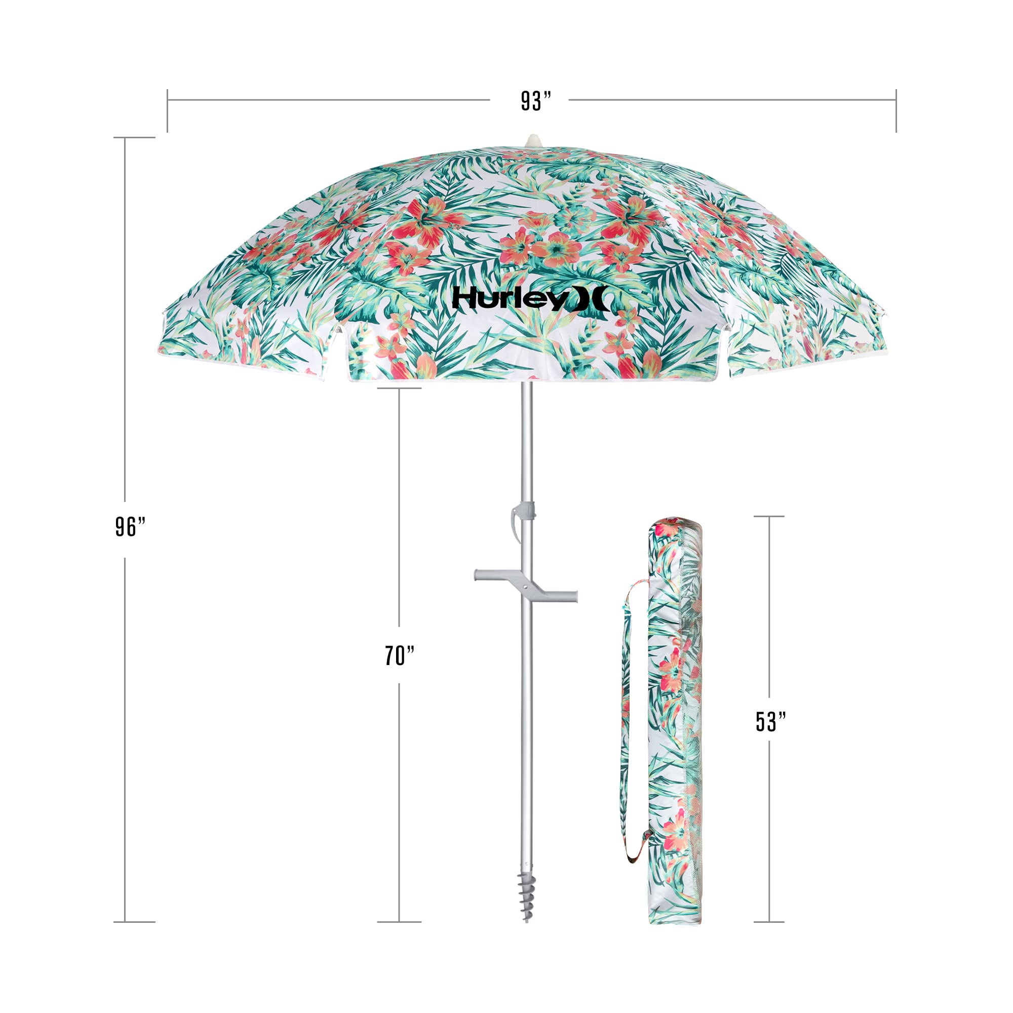 Umbrella Hurley UMB8HRHGWH Shade, 8 ft, White