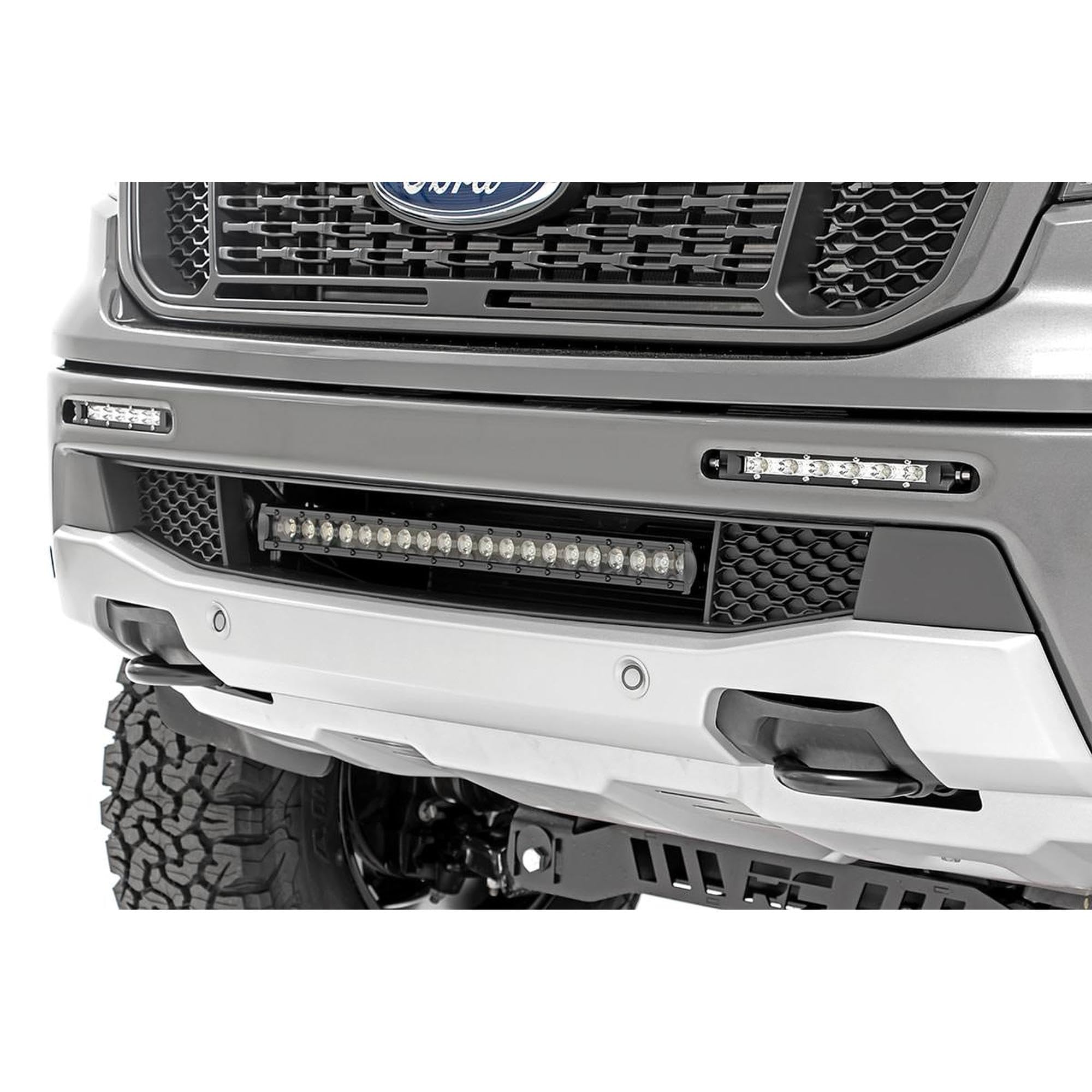 20" Rough Country LED Light Bar Kit for Ford Ranger (2019-2023) - Bumper Mount, 105W Spectrum Series, 9,450 Lumens, Combo Spot & Flood Beam