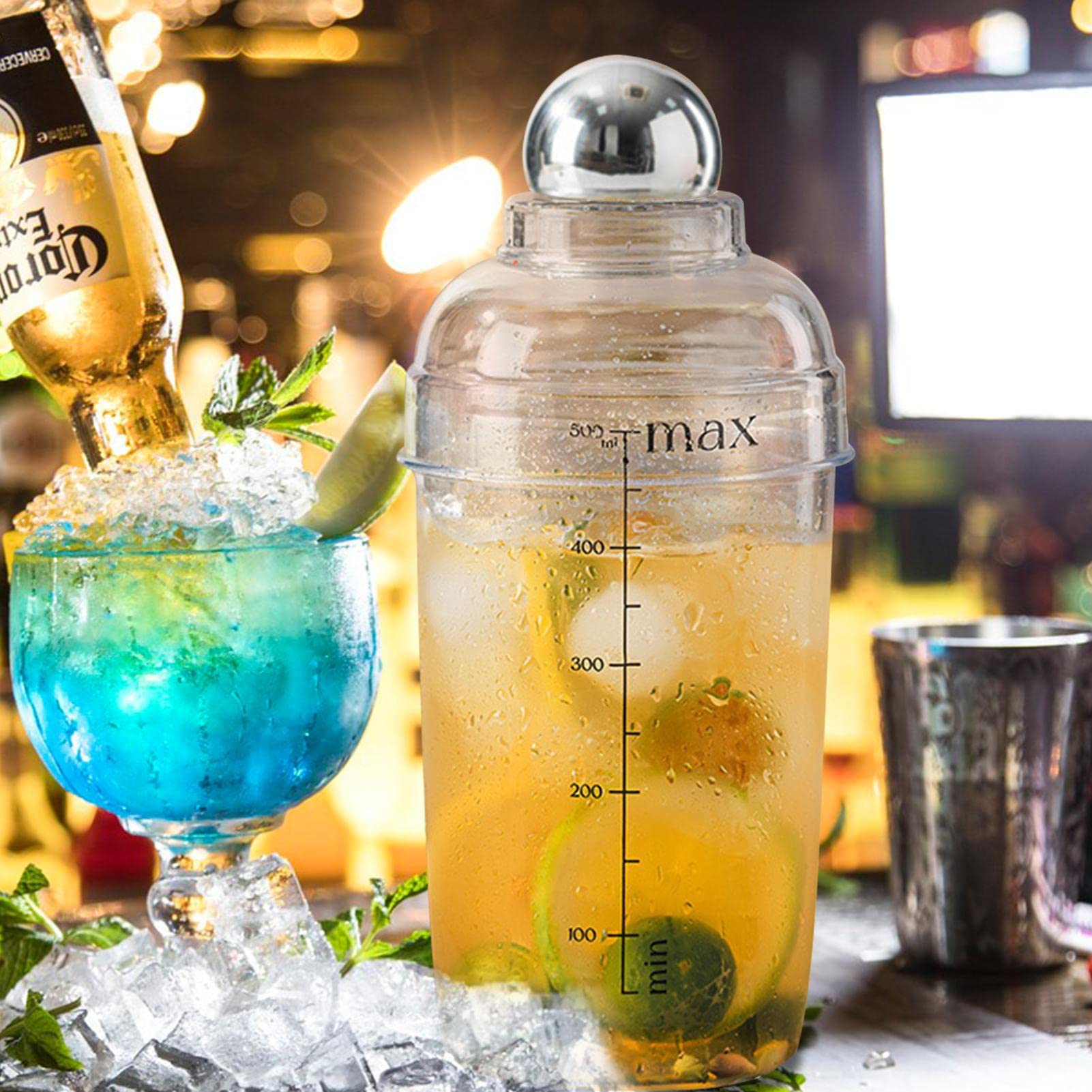Cocktail Cup Shaker,Exquisite Manual Drink Mixing Boba Tea 500ml | Food Grade Cocktail Mixing Glass, Professional Margarita Mixer, Aakg