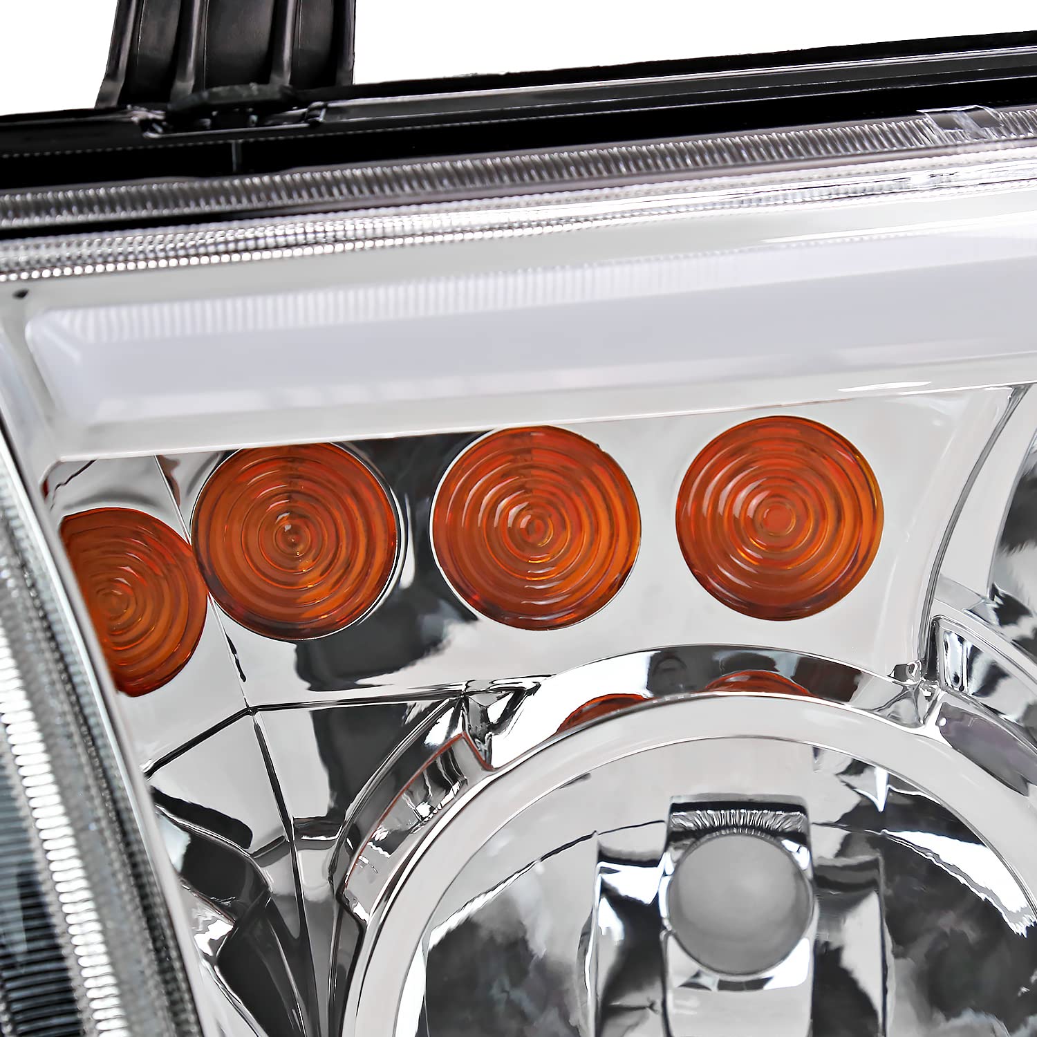 Chrome Headlights SPEC-D TUNING w/LED Tube Compatible with 2007-2013 Toyota Tundra, Left + Right Pair Headlamp Assembly