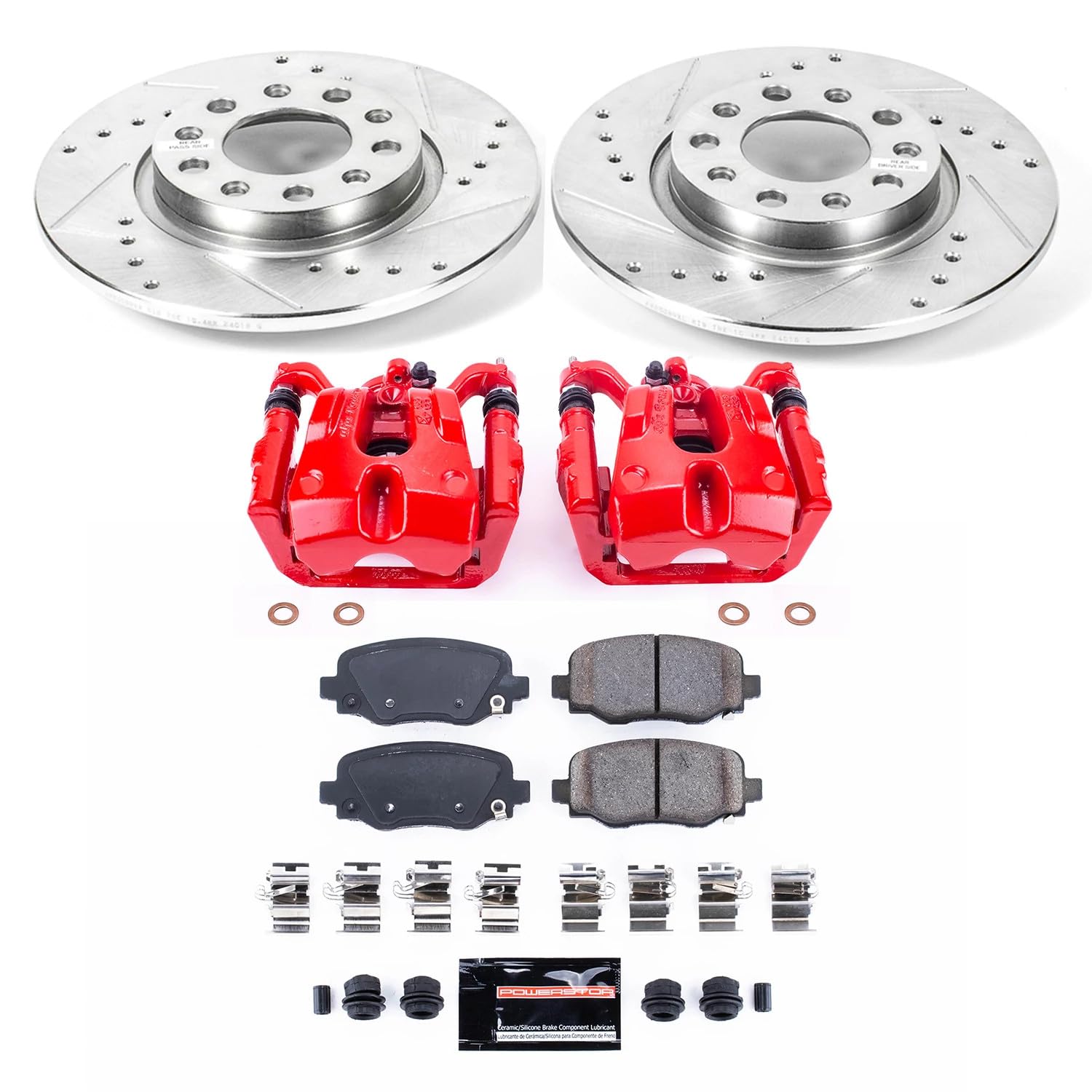 Z23 Evolution Power Stop KC6543 Rear Brake Caliper Kit-Brake Rotors | Carbon-Fiber Ceramic Brake Pads | Calipers For Chrysler 200 2015-2017 | Jeep Cherokee 2014-2020 [Vehicle Specific]