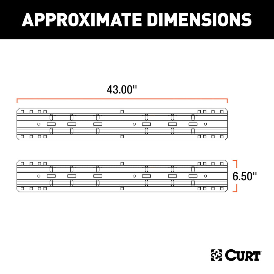 CURT 5th Wheel Hitch Rails Industry-Standard, Carbide Black, 25,000 Pounds