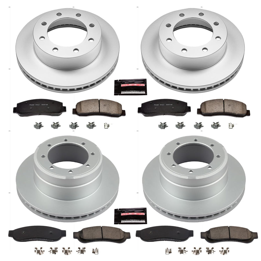 Power Stop CRK5574 Brake Rotor & Coated Ceramic Brake Pads- front & rear For Ford F-350 Super Duty 2010-2011, Ford F-450 Super Duty 2010-2012 [Model Specific]