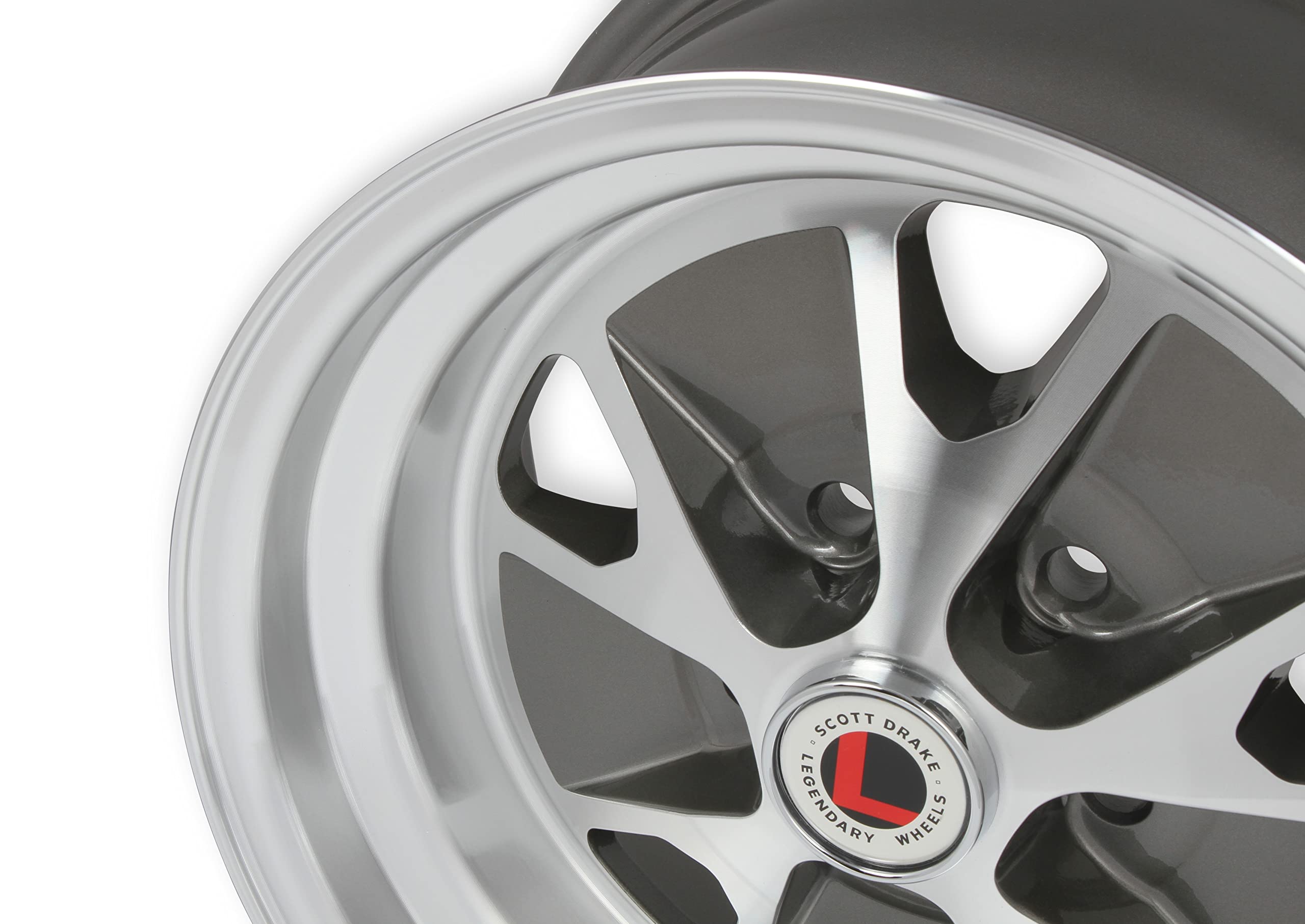 Scott Drake Wheels Legendary Styled - 15 x 7 in. - 5 x 4.5-4.25 bs - Charcoal/Machined