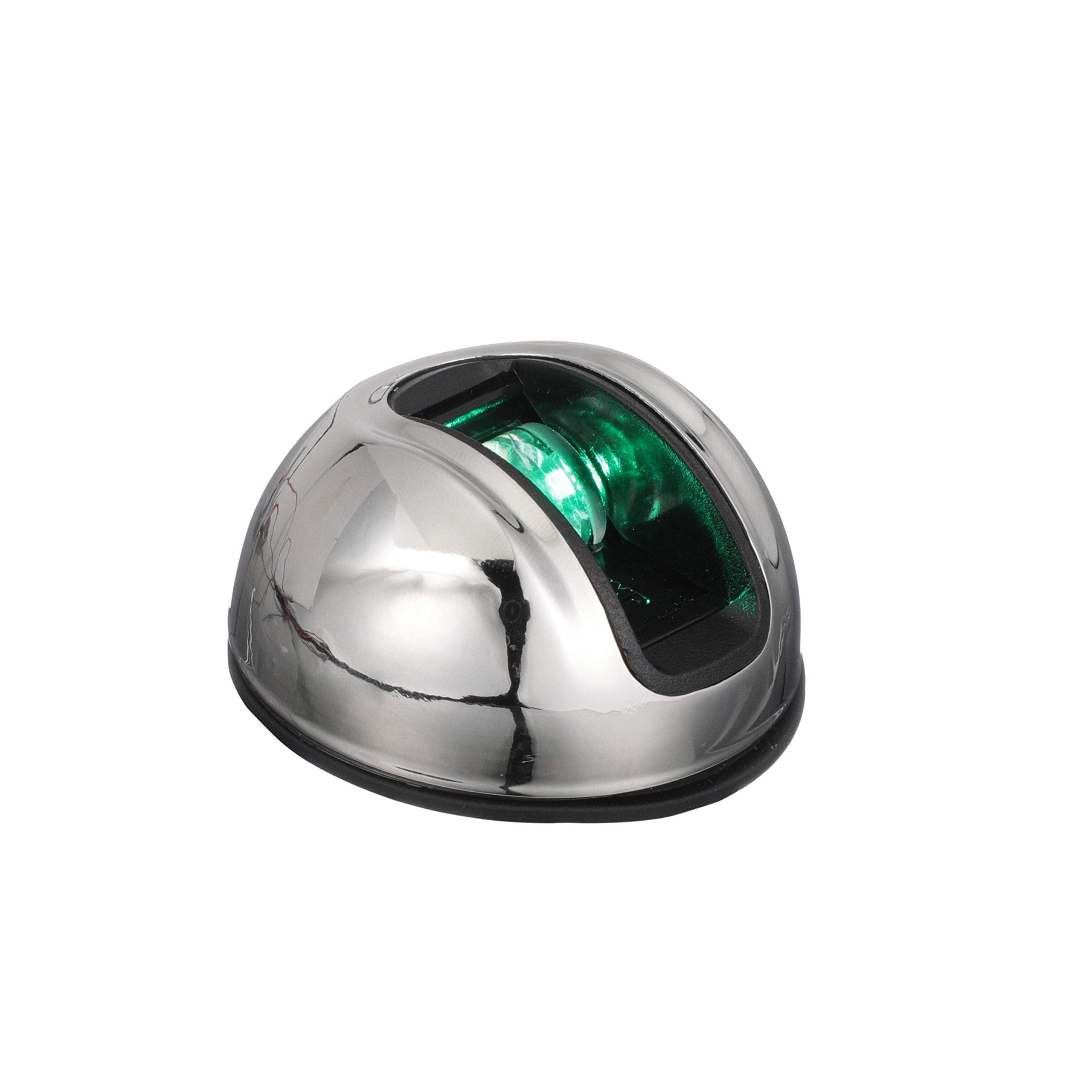 LightArmor™ Attwood NV3012SSG-7 2-Mile Vertical Surface Mount Navigation Light, Green LED Lighting, Round Stainless Housing