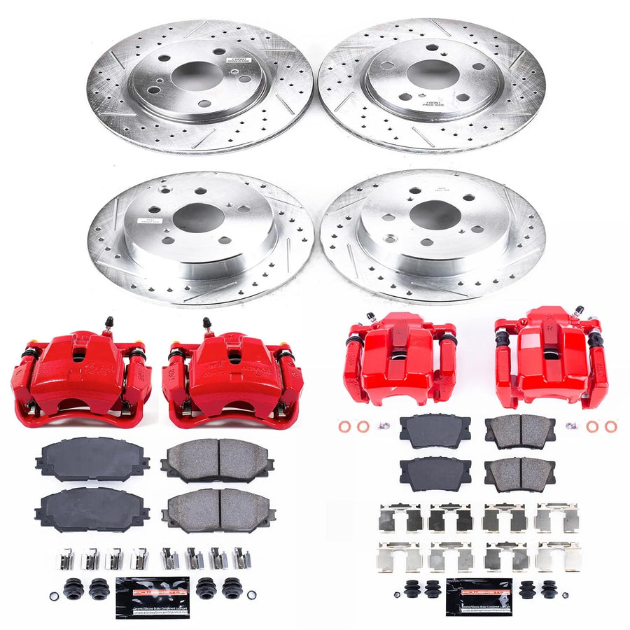 Power Stop Z23 Evolution Sport Brake Upgrade Kit with Powder Coated Calipers- Front & Rear For Toyota RAV4 2011-2018 [Model Specific]