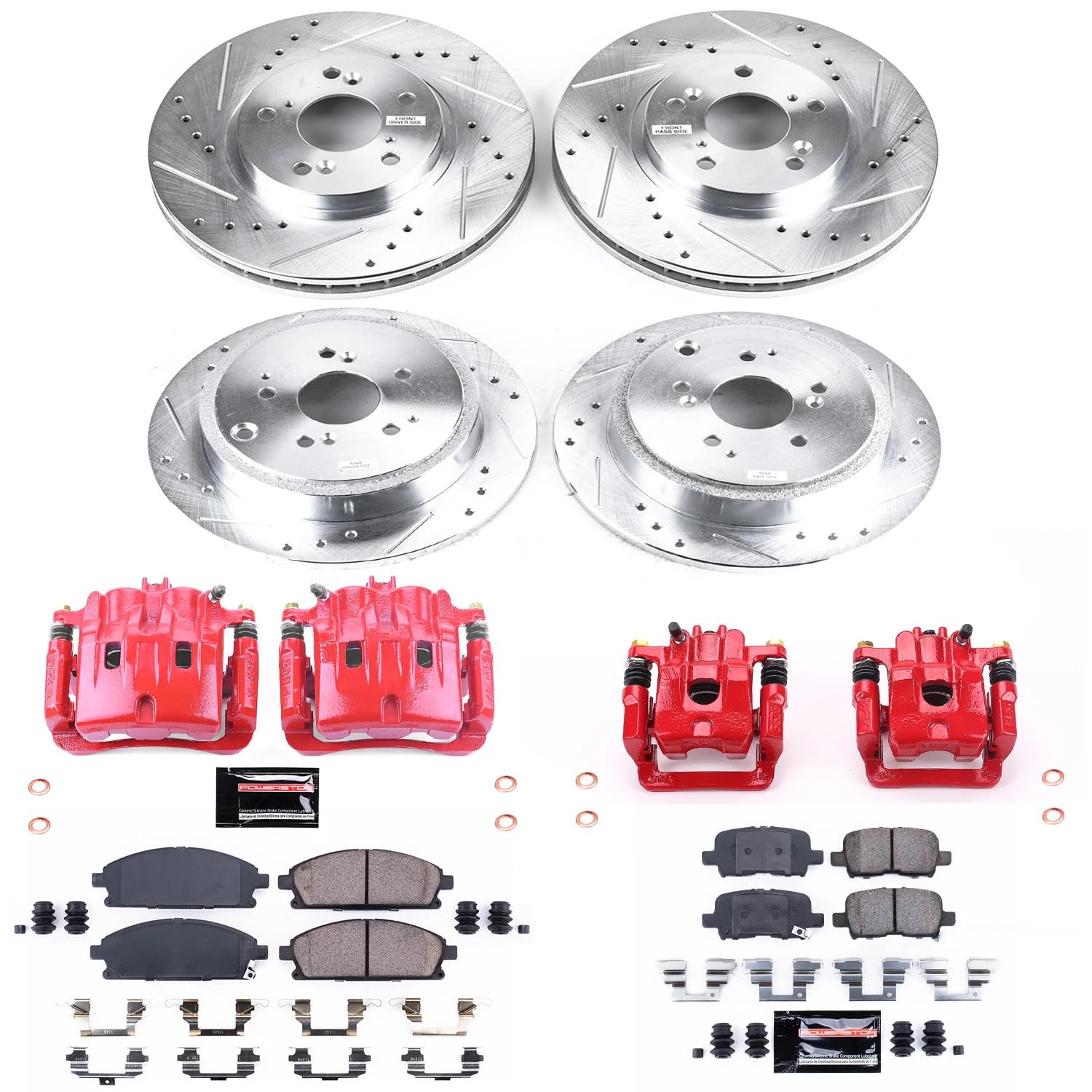 Power Stop KC2291 Z23 Evolution Sport Brake Upgrade Kit Front & Rear with Powder Coated Calipers For Acura MDX 2003-2006 [Model Specific]